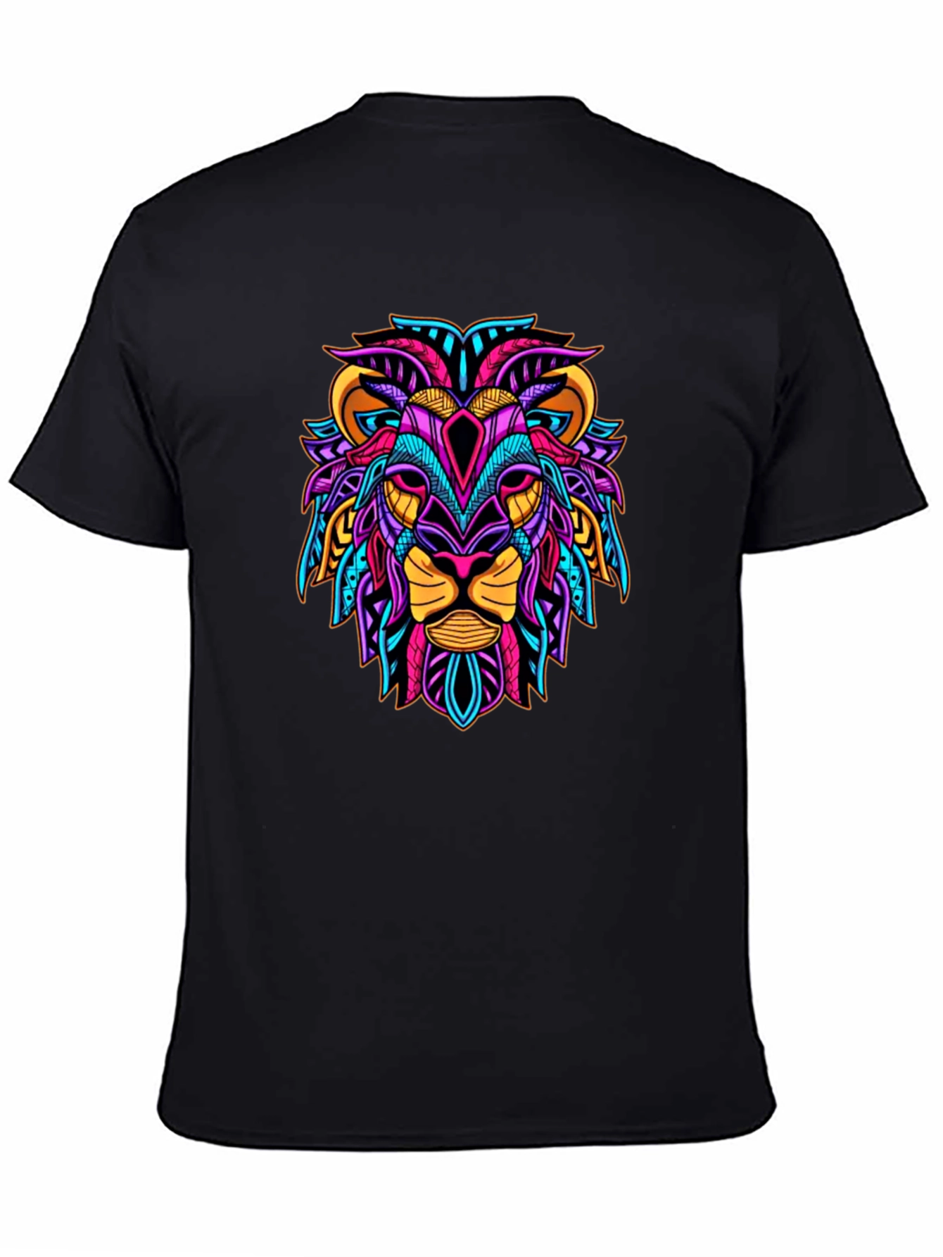 Black Vibrant Lion Graphic Tee - Unique Design view 4