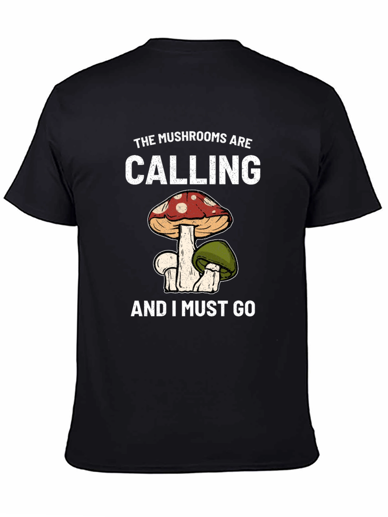 Black Mushroom Calling T-Shirt view 4