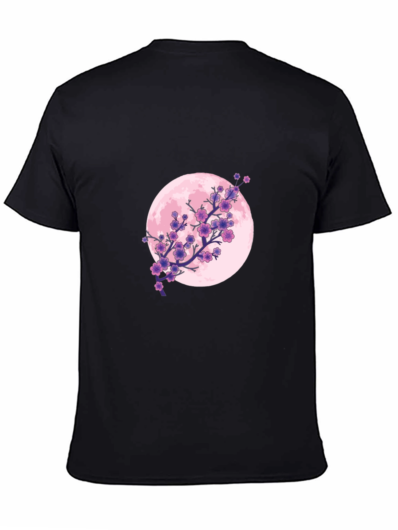 Black Floral Moon Graphic Tee - Black Cotton T-Shirt view 4