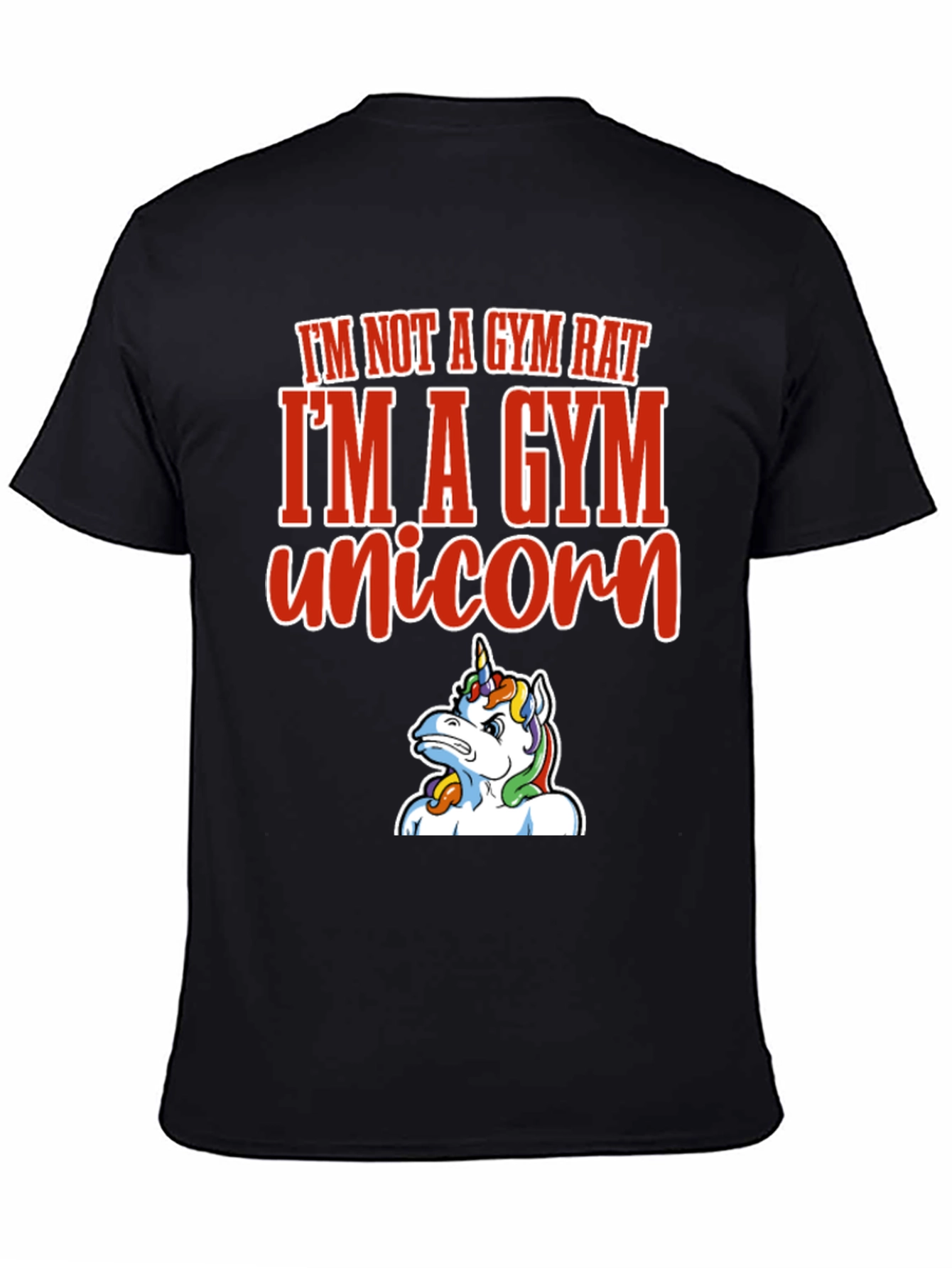 Black Gym Unicorn Graphic Tee - Funny Workout Shirt view 4
