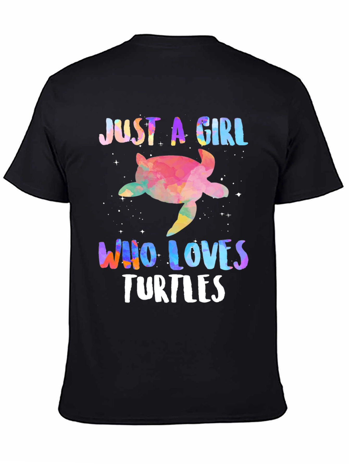 Black Just A Girl Who Loves Turtles T-Shirt view 4