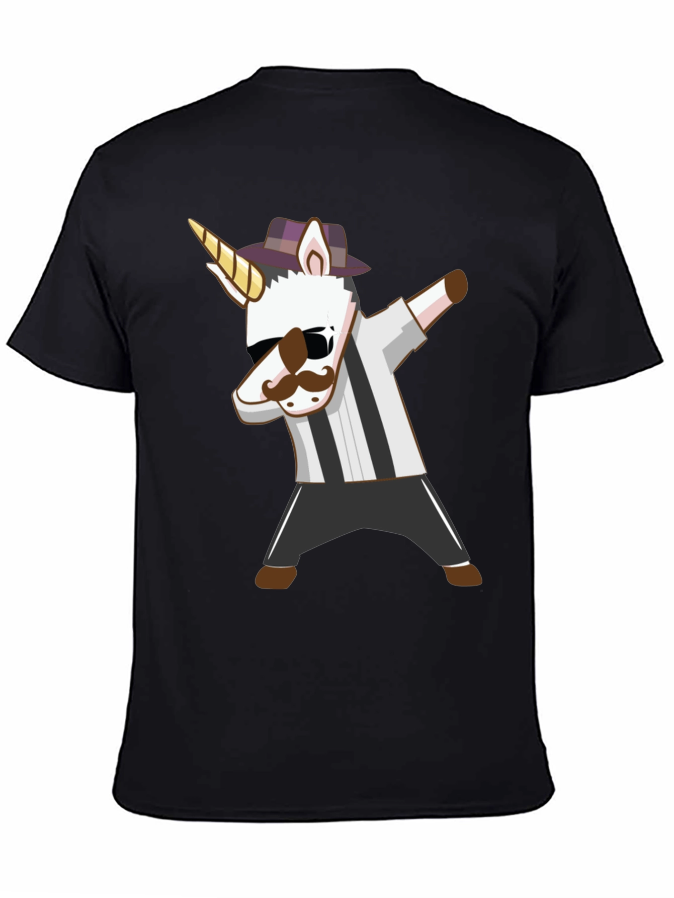 Black Dabbing Unicorn T-Shirt: Unique Cartoon Design view 4