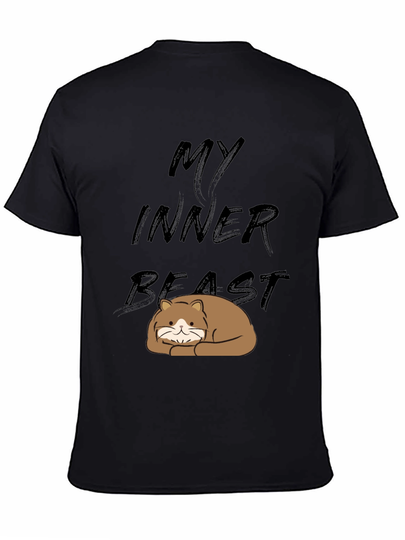 Black My Inner Beast T-Shirt - Cute Cat Graphic Tee view 4