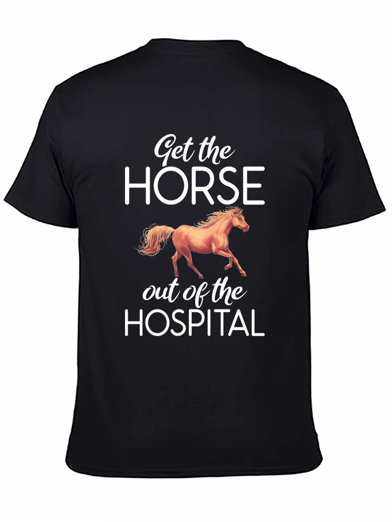 Black Funny Horse Hospital T-Shirt | Get the Horse Out view 4