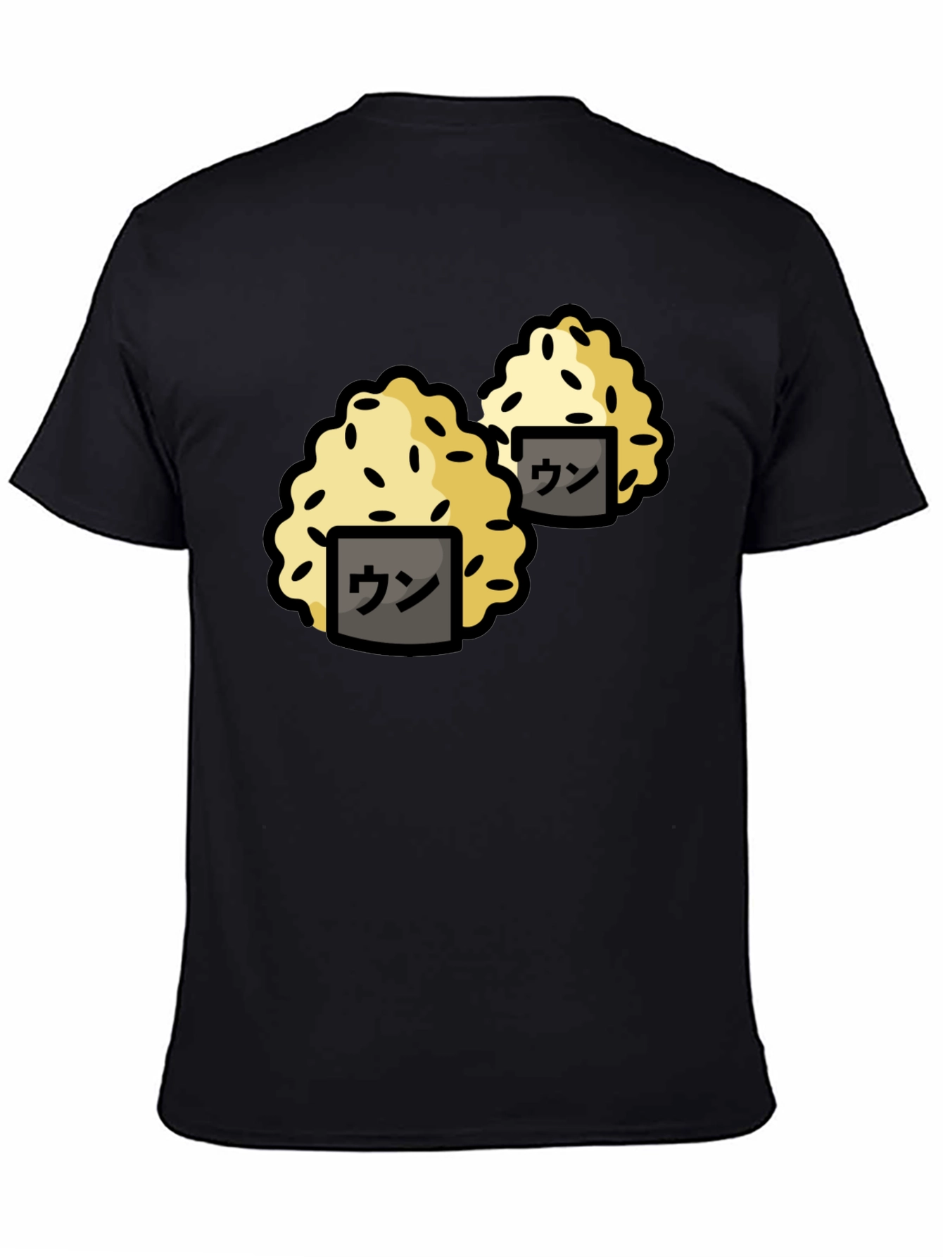 Black Funny Sushi Rice Ball Graphic Black T-Shirt view 4