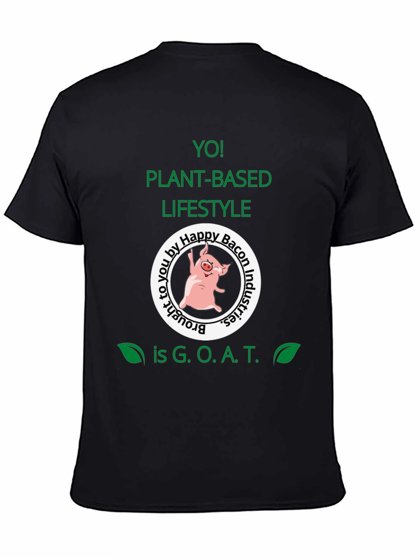 Black Vegan Lifestyle T-Shirt - Plant Based GOAT view 4