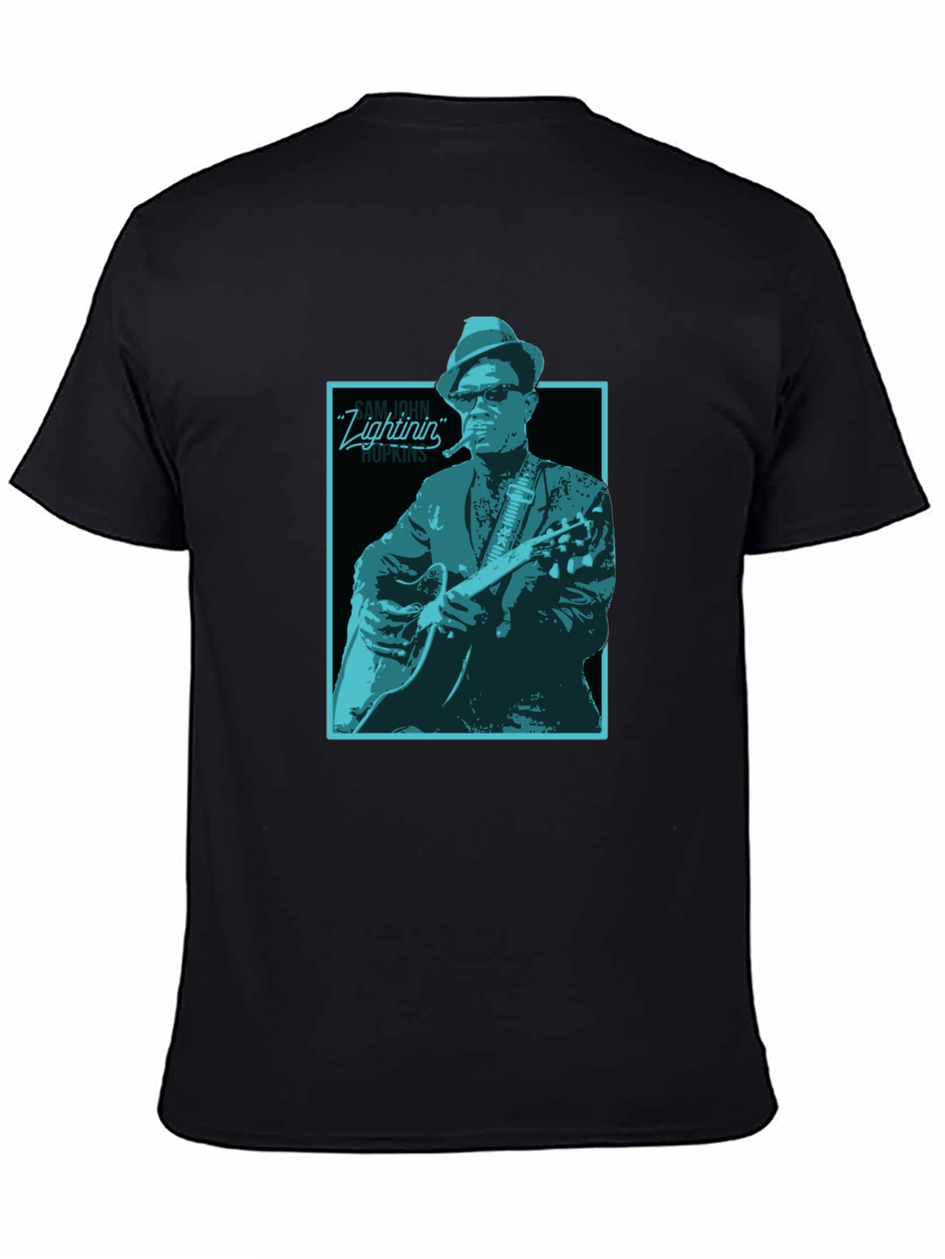 Black Lightnin' Hopkins Graphic Tee - Black Cotton T-Shirt view 4