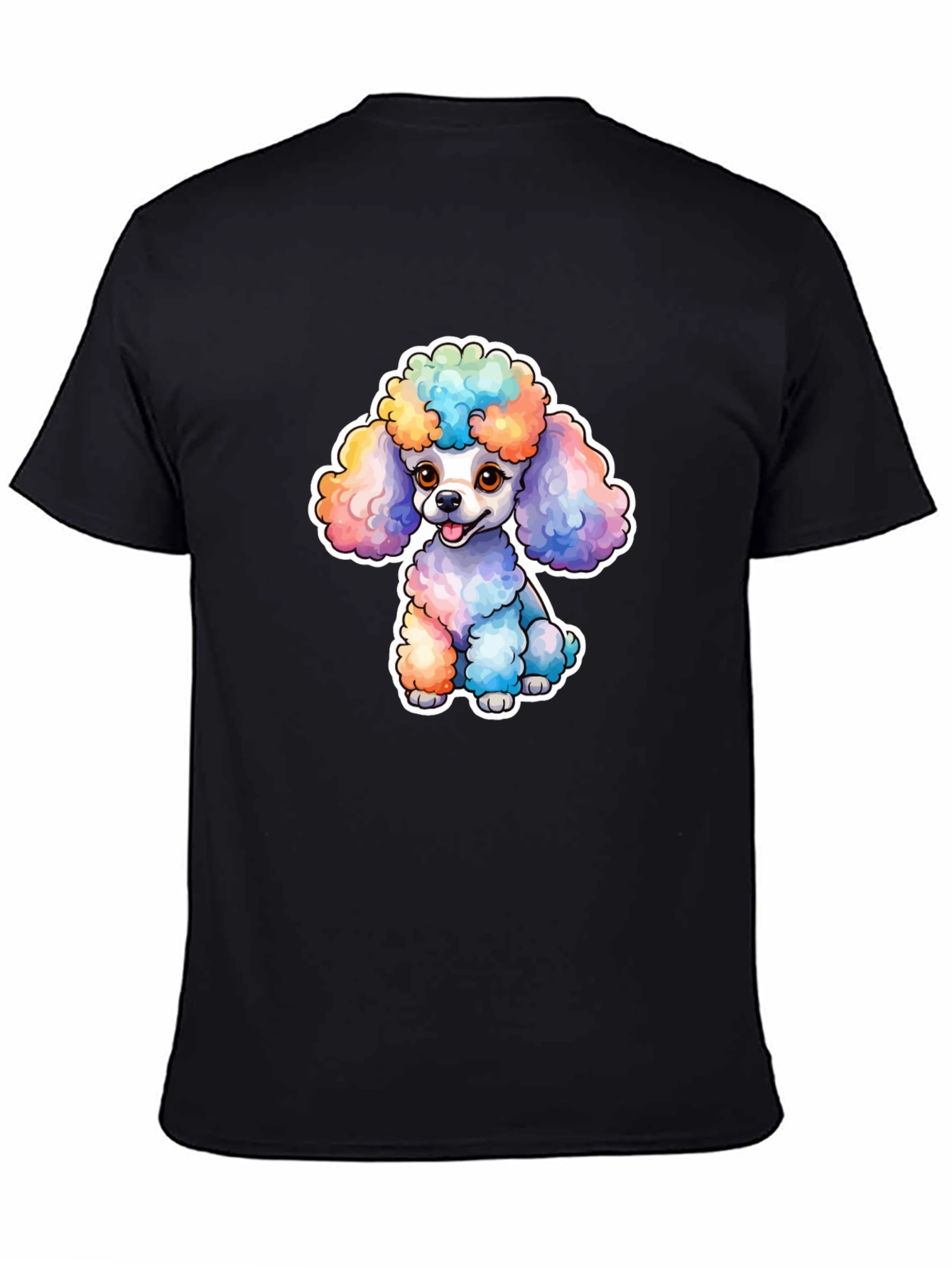 Black Rainbow Poodle Graphic Tee - Cute Dog T-Shirt view 4