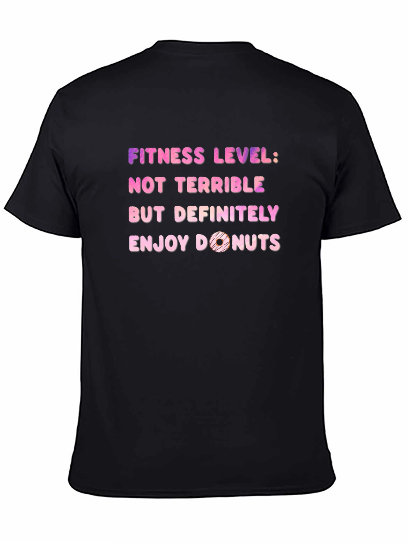 Black Fitness Level: Donuts T-Shirt - Funny Workout Tee view 4