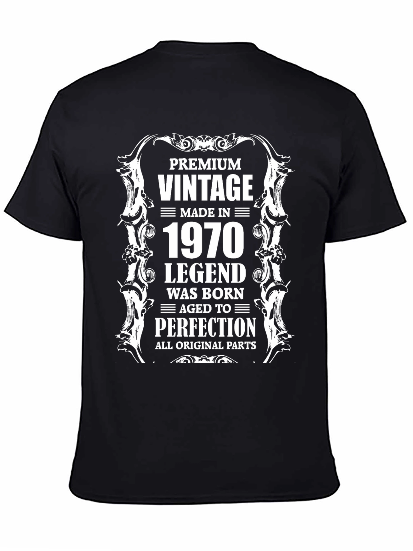 Black Premium Vintage 1970 Birthday T-Shirt view 4