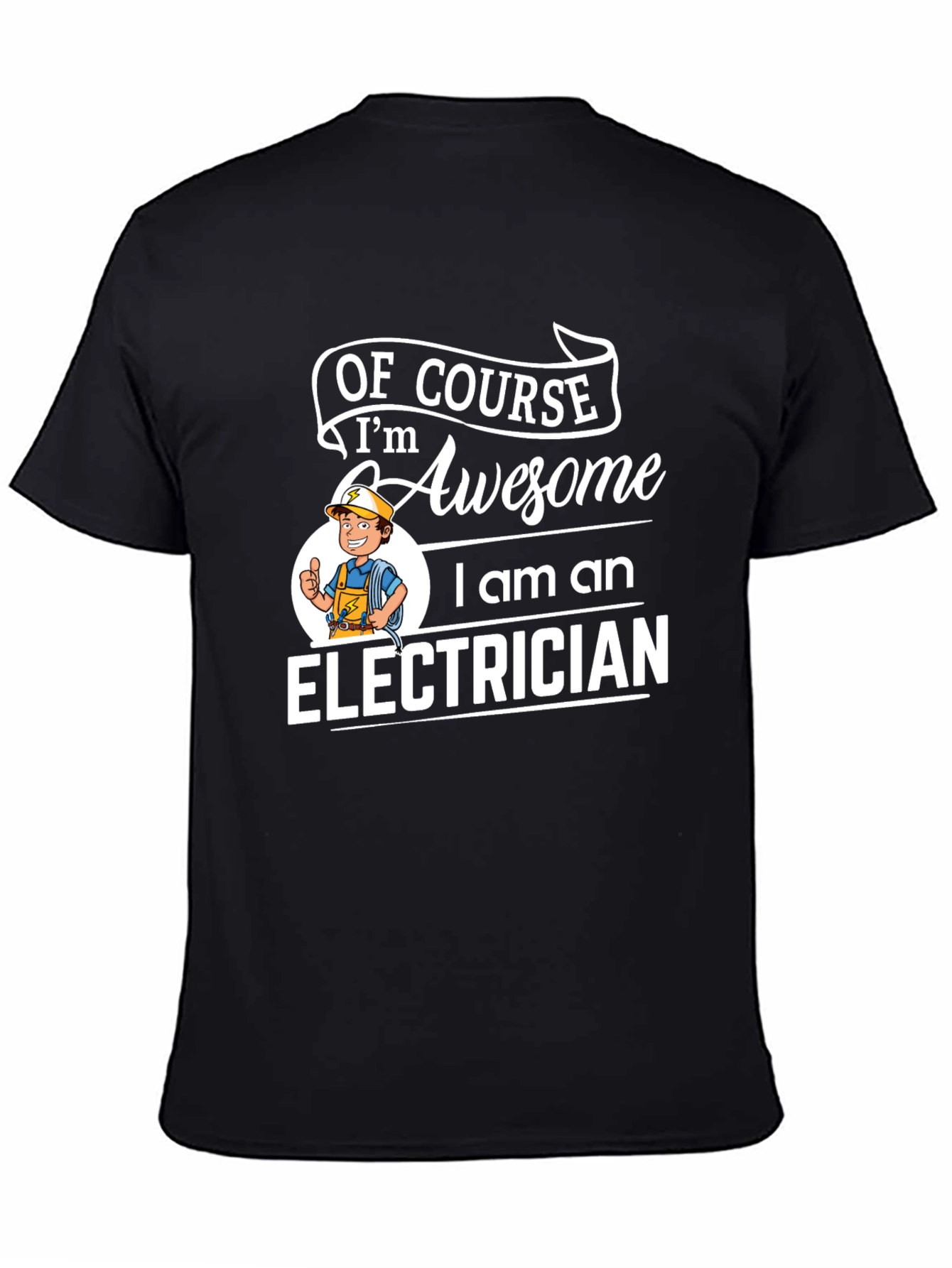 Black Awesome Electrician Graphic T-Shirt - Black view 4