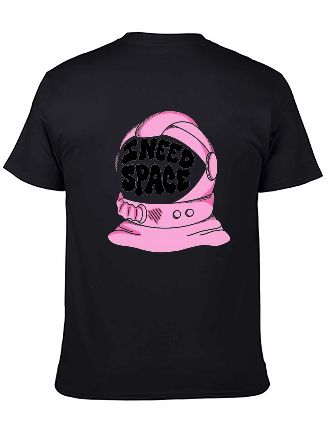 Black I Need Space T-Shirt - Astronaut Helmet Design view 4