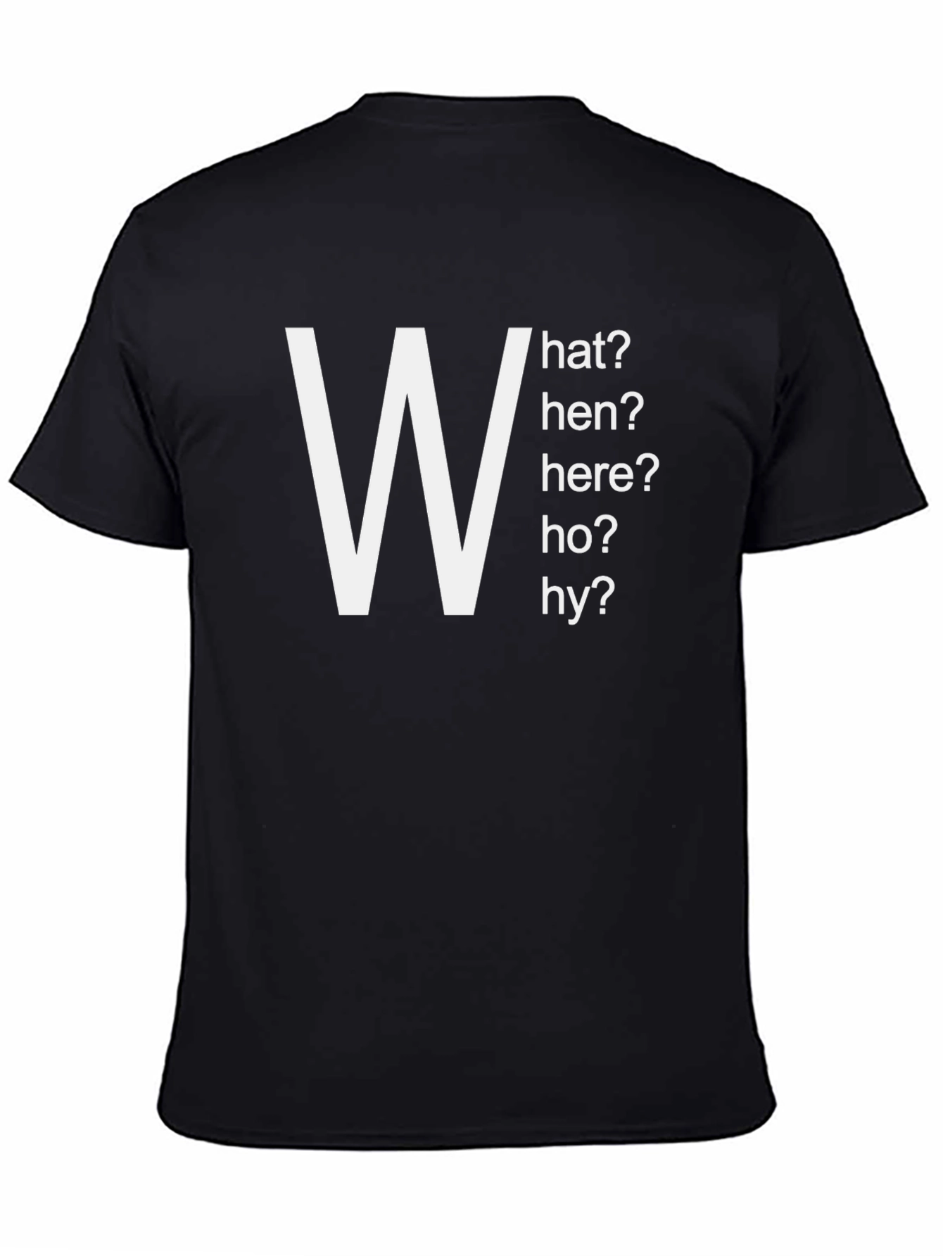 Black Men's "W" Question T-Shirt - Who What Where When Why view 4