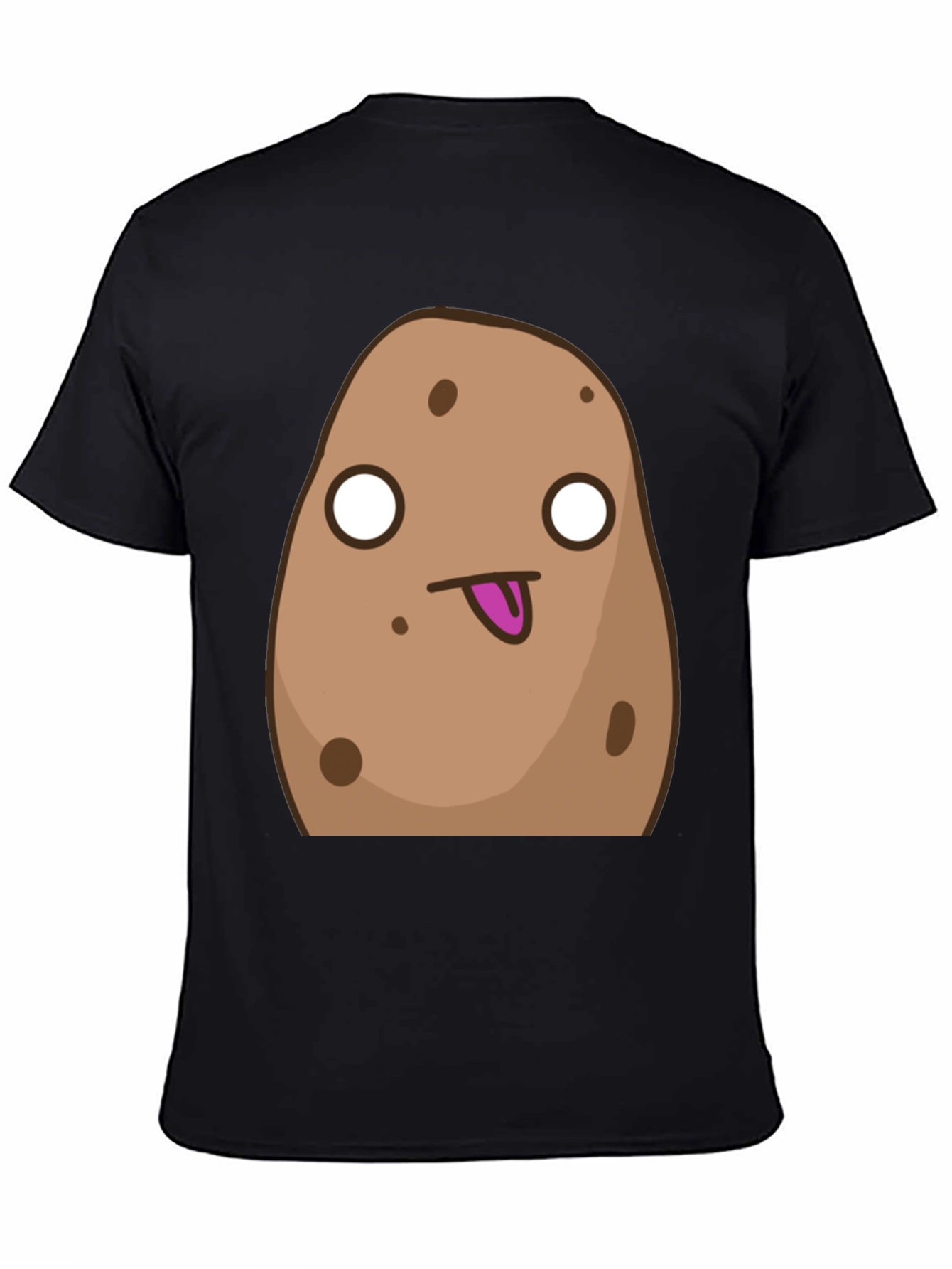 Black Funny Cartoon Potato Graphic Black T-Shirt view 4