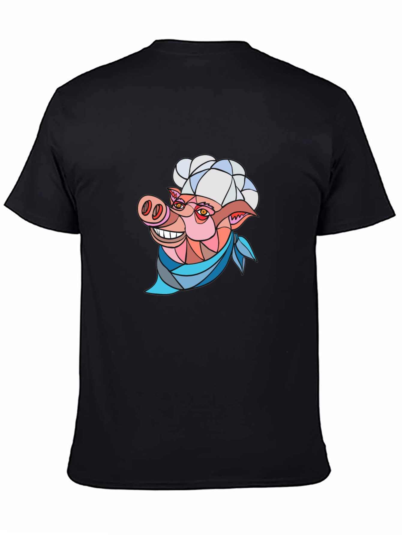 Black Chef Pig Graphic T-Shirt - Black Cotton view 4