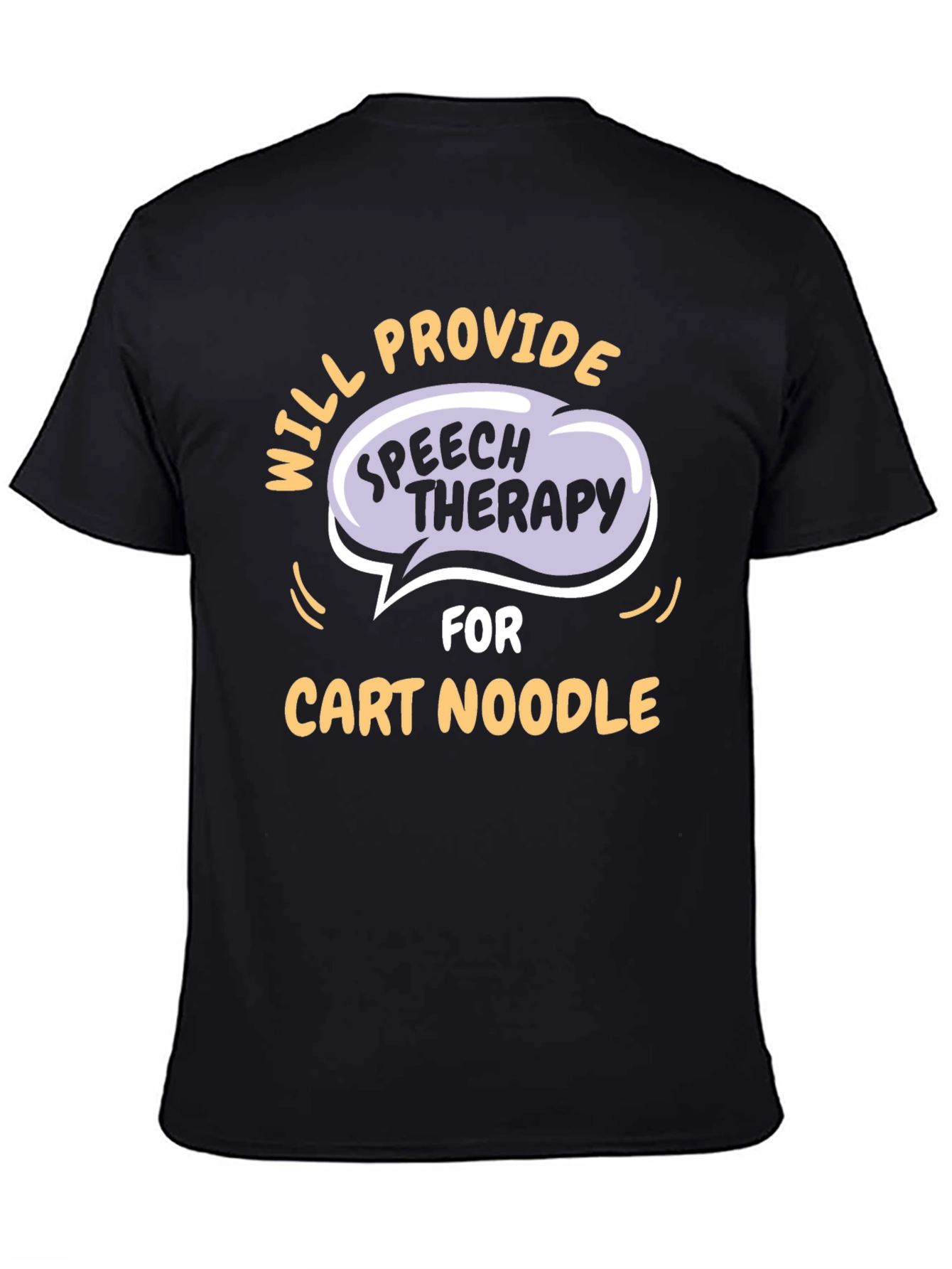 Black Speech Therapy Cart Noodle T-Shirt - Black view 4