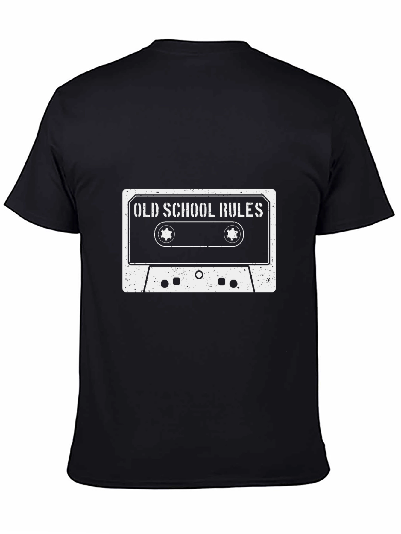 Black Old School Rules Cassette Tape Graphic T-Shirt view 4