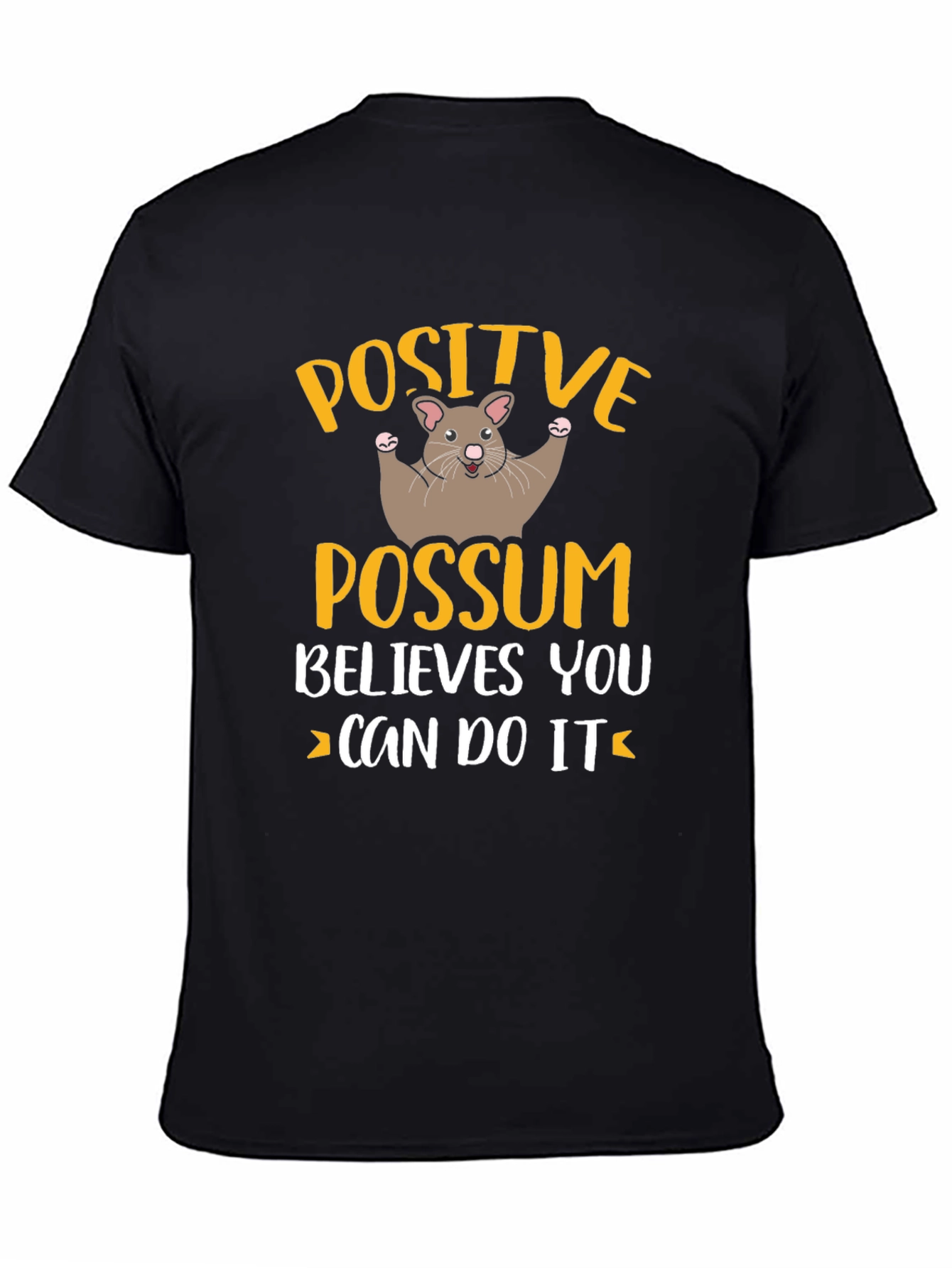 Black Positive Possum Believes in You Graphic Tee view 4