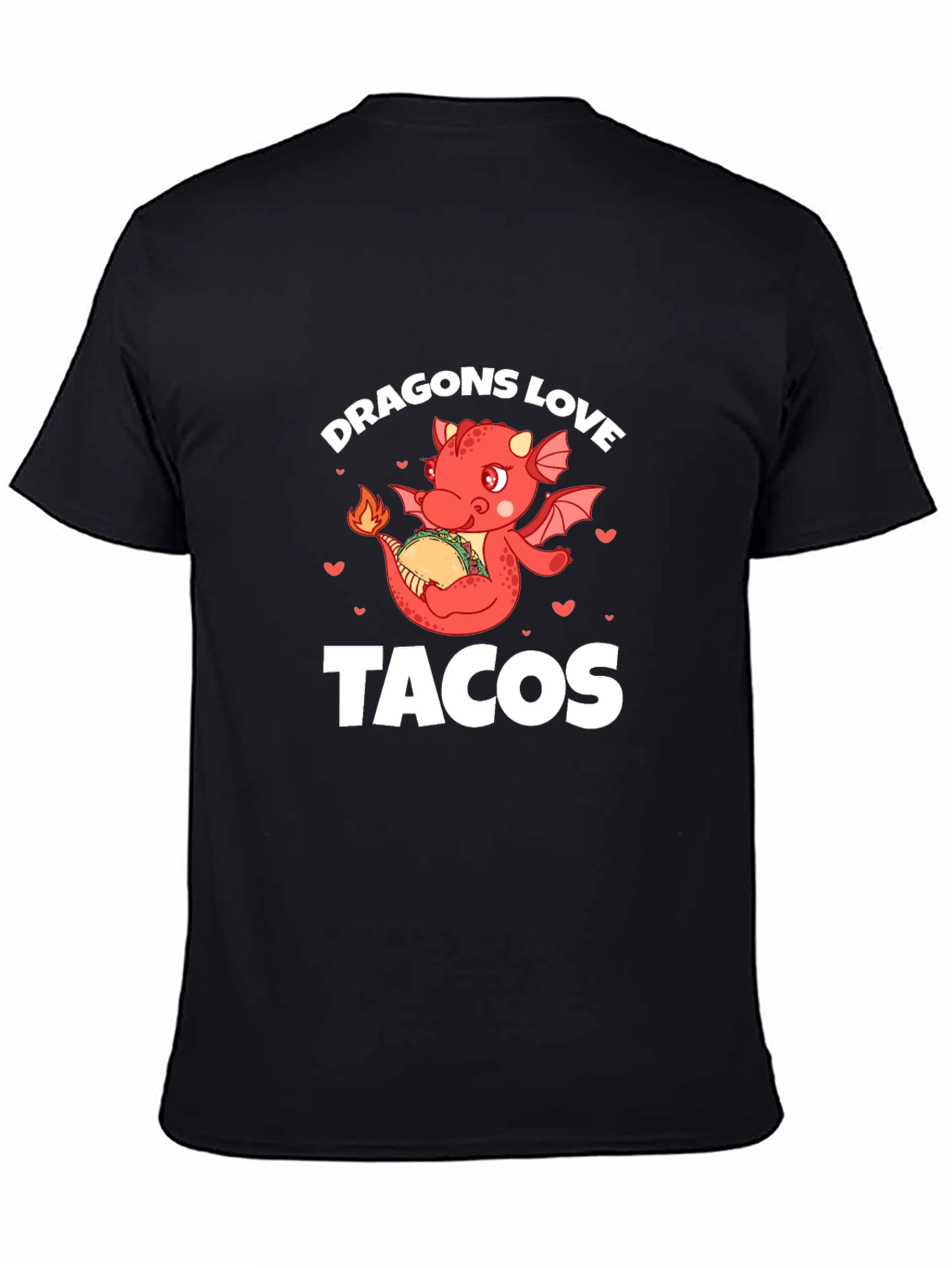 Black Dragons Love Tacos Black Graphic Tee view 4