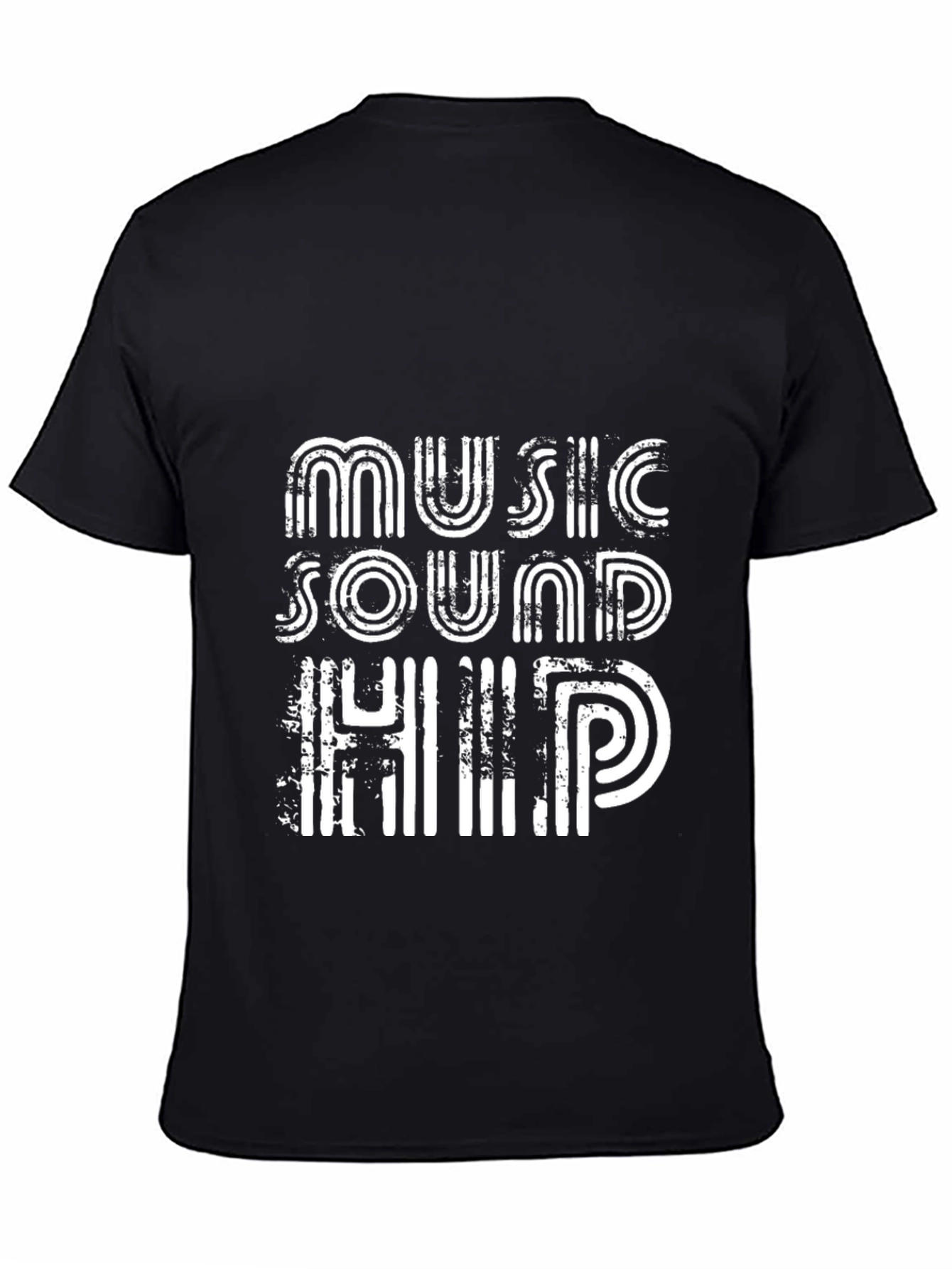 Black Music Sound Hip Tee - Retro Style Black T-Shirt view 4