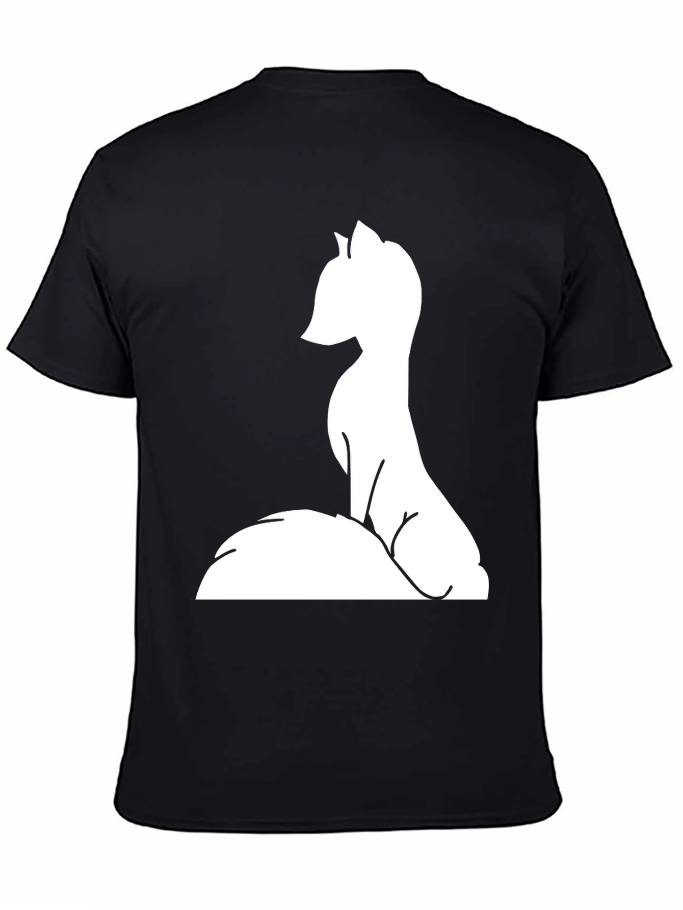 Black Minimalist Fox Tee - Black Graphic T-Shirt view 4