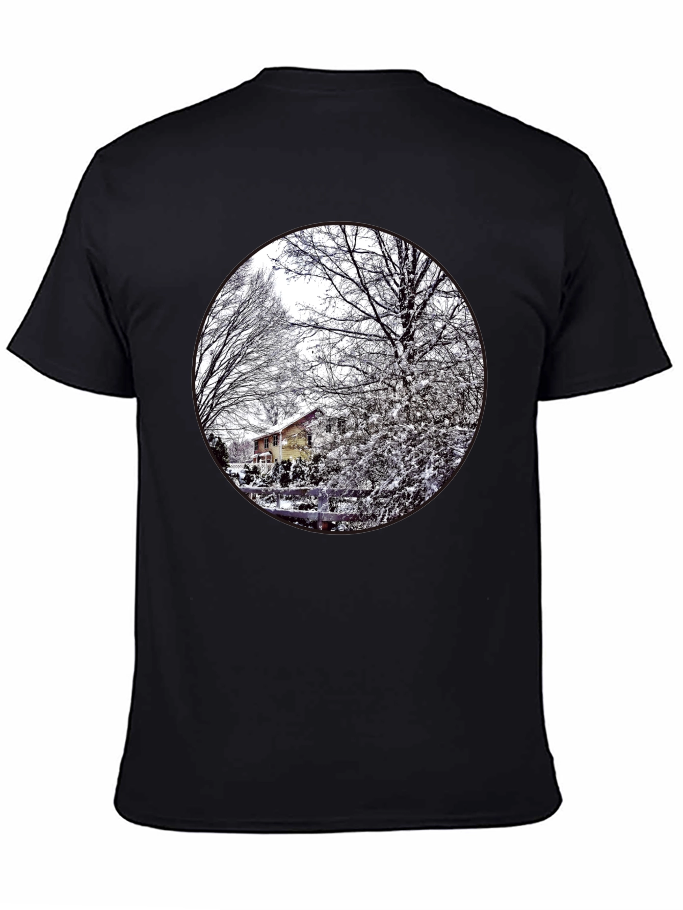 Black Winter Scene Graphic Tee - Black Cotton Blend view 4