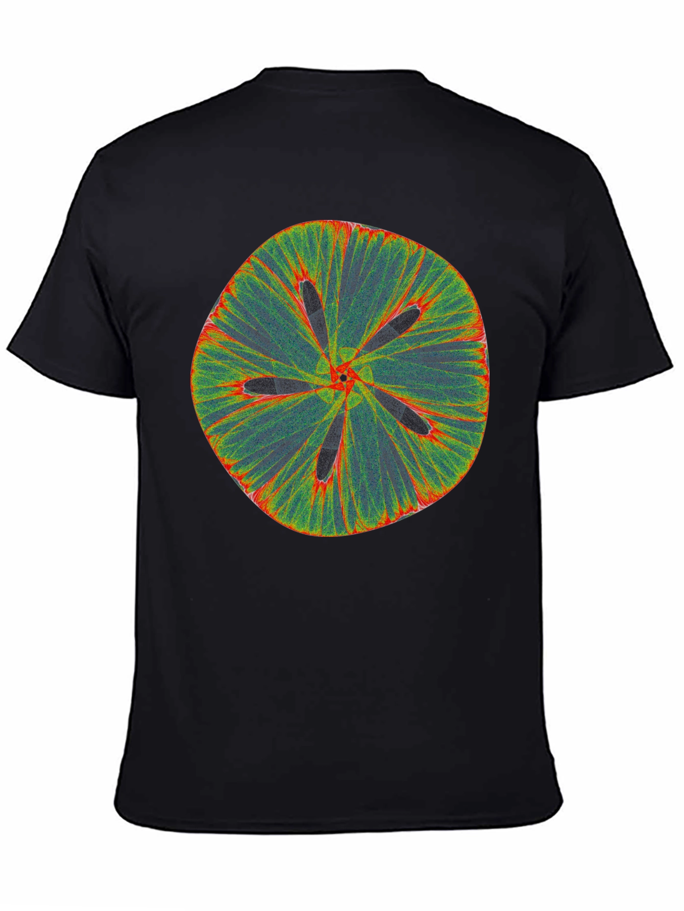 Black Abstract Flower Tee - Black Cotton Blend view 4