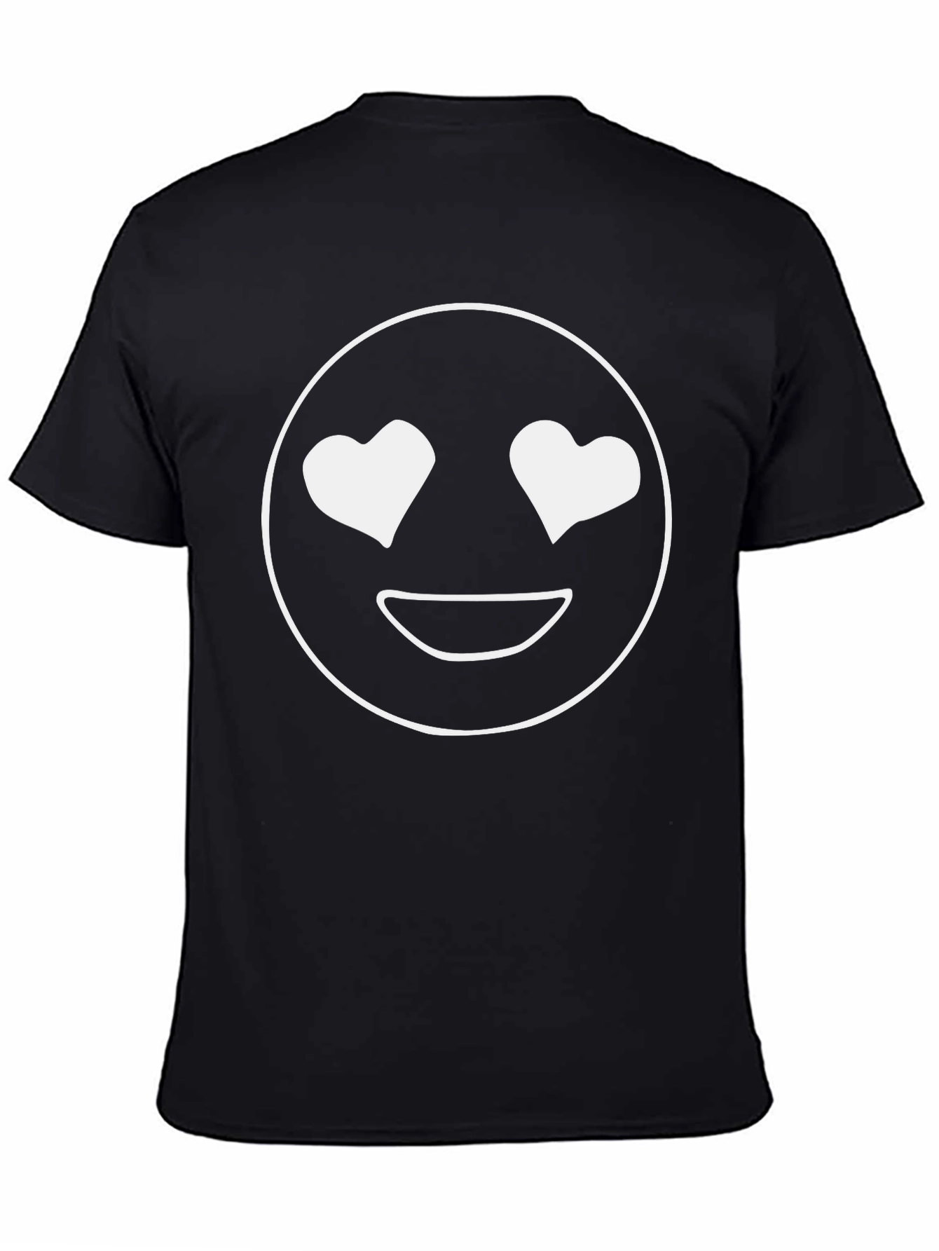 Black Heart Eyes Emoji T-Shirt - Black view 4