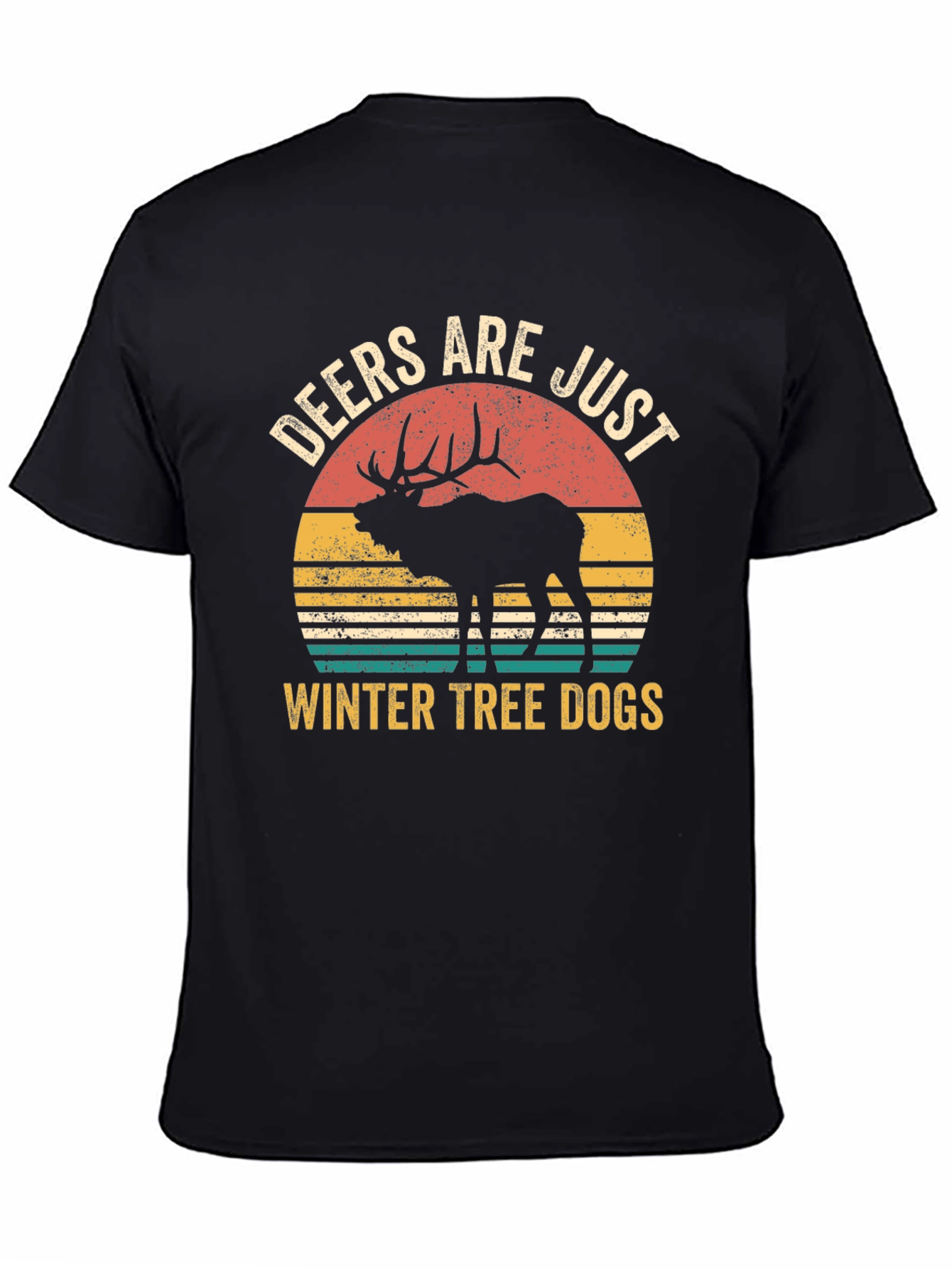 Black Deers Are Just Winter Tree Dogs Graphic T-Shirt view 4