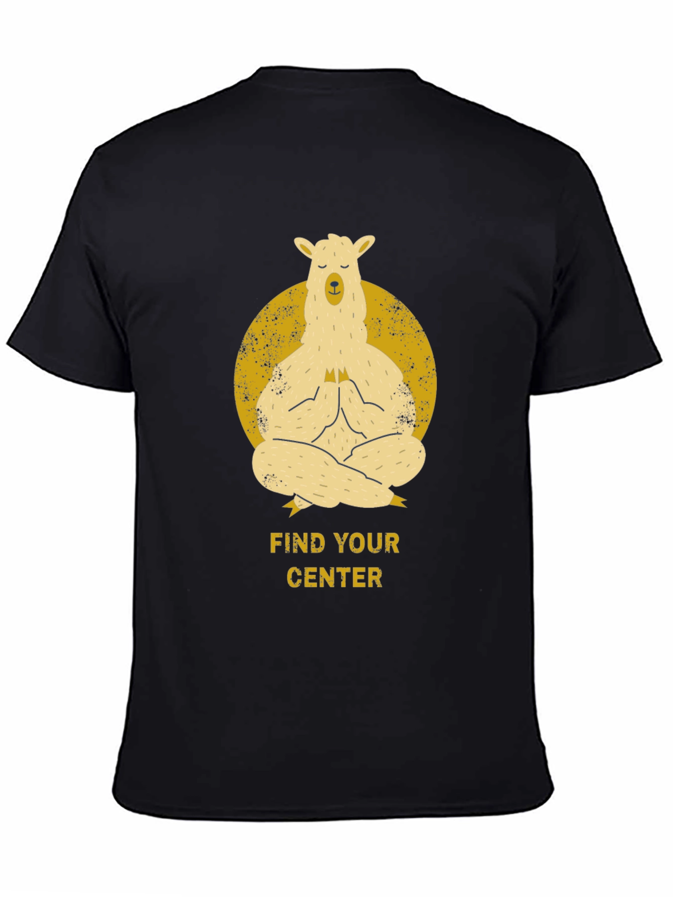 Black Find Your Center - Meditating Llama T-Shirt view 4