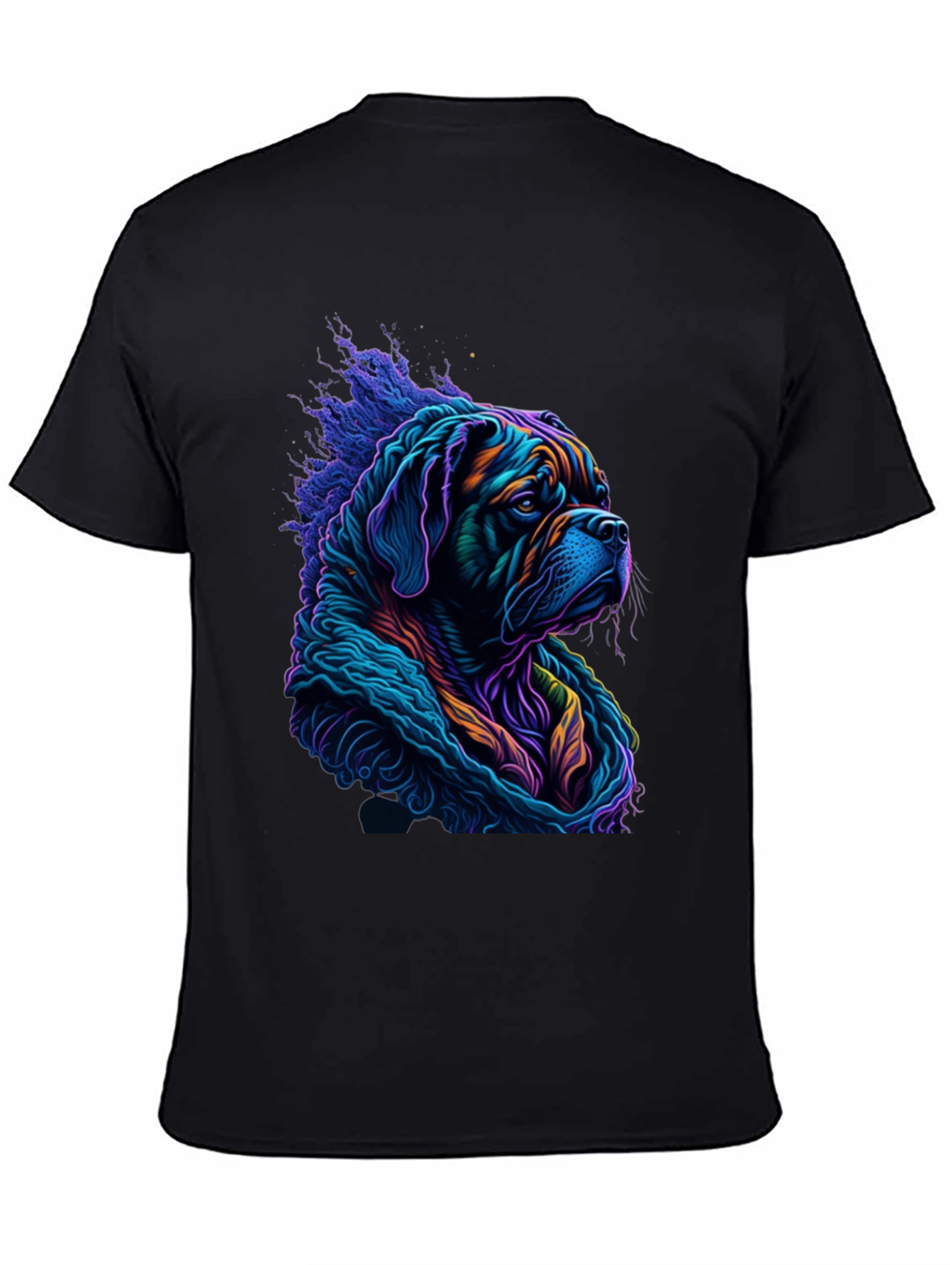 Black Vibrant Dog Graphic Tee - Stylish Men's Black T-Shirt view 4