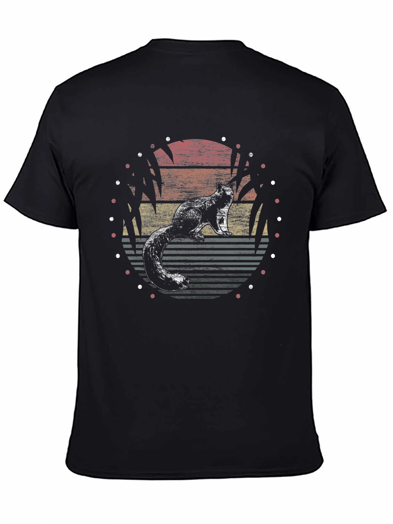 Black Retro Squirrel Sunset Graphic T-Shirt view 4