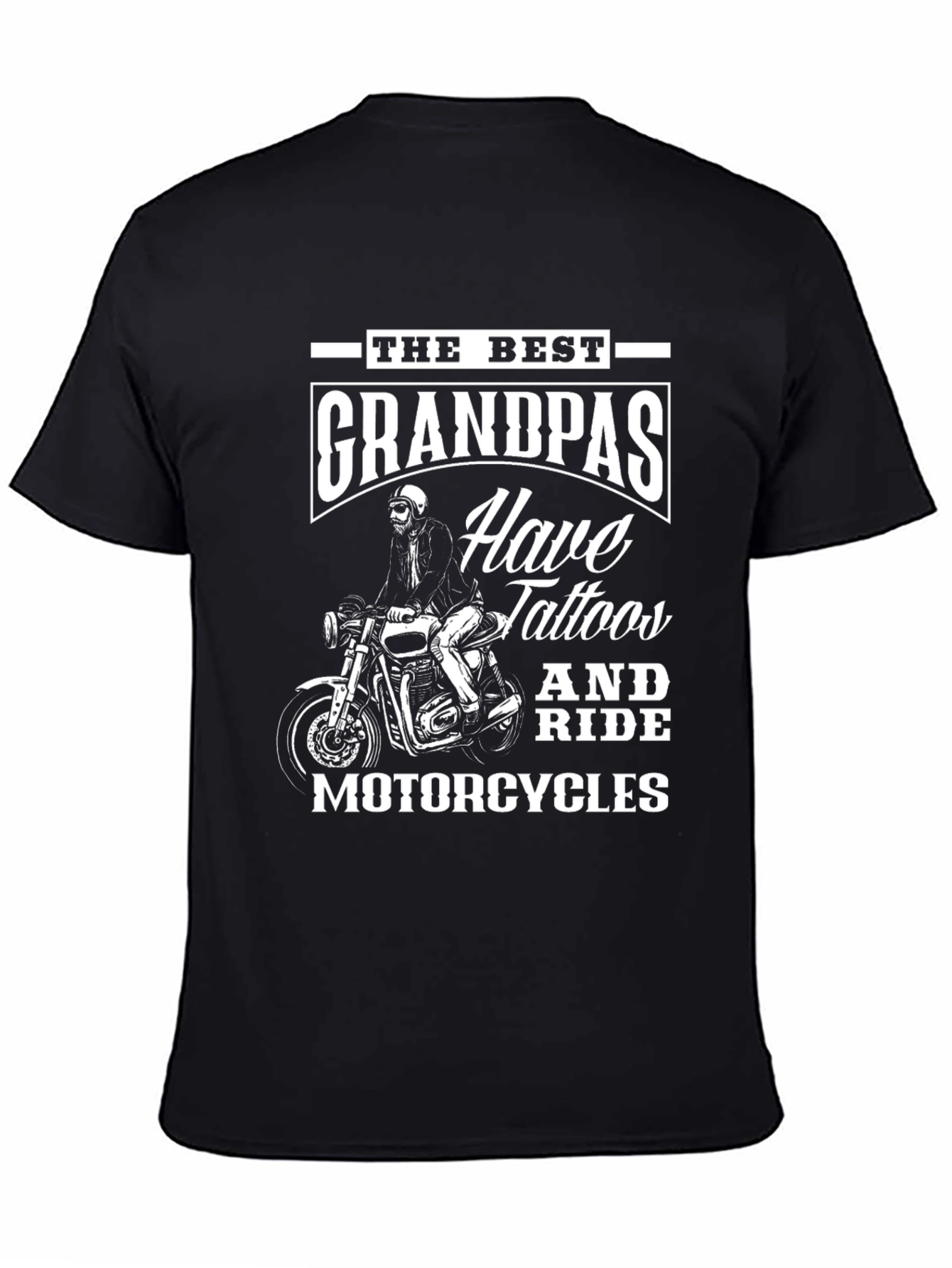 Black Tattooed Grandpas Ride Motorcycles T-Shirt view 4