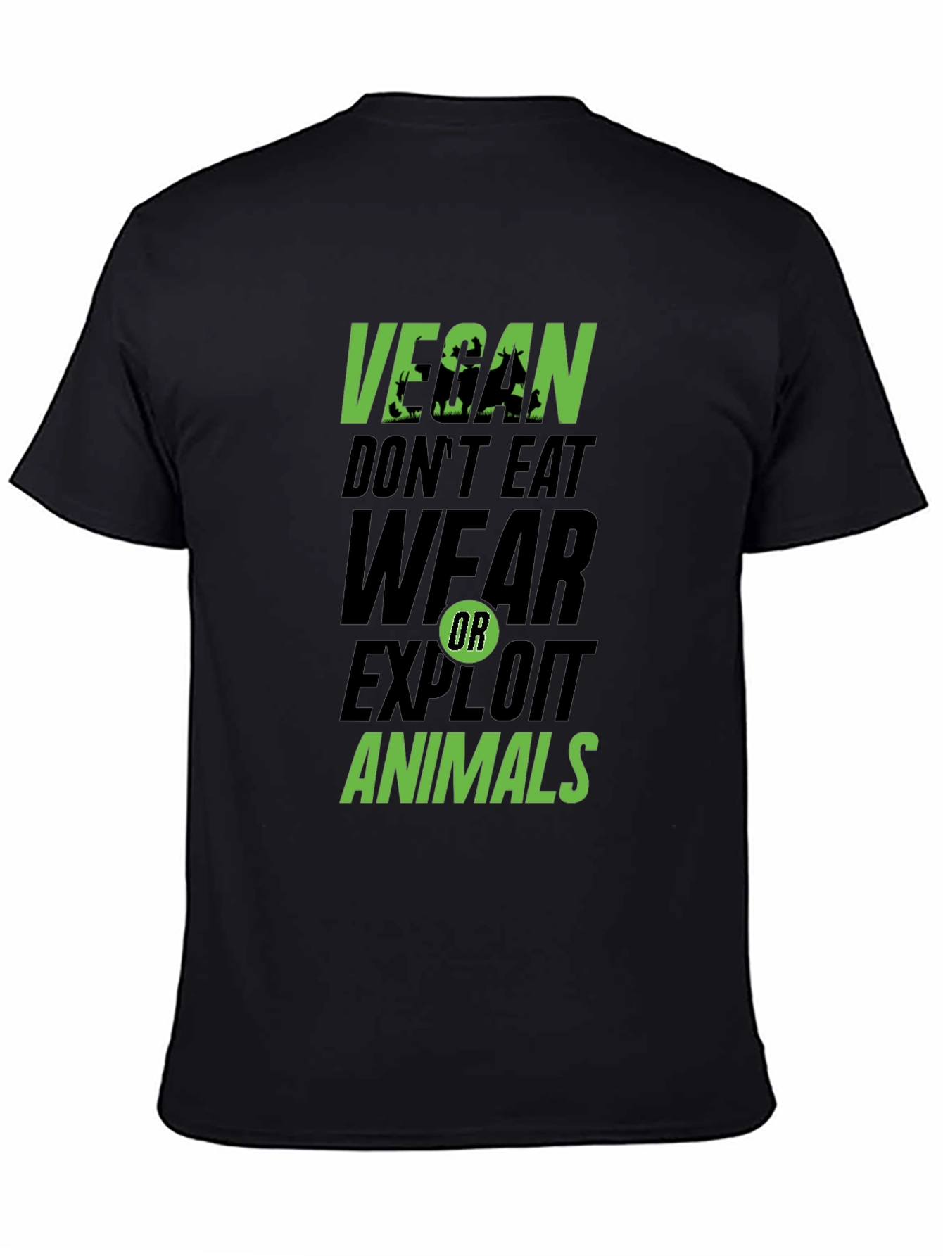 Black Vegan Don't Eat, Wear, Exploit Animals Graphic Tee view 4
