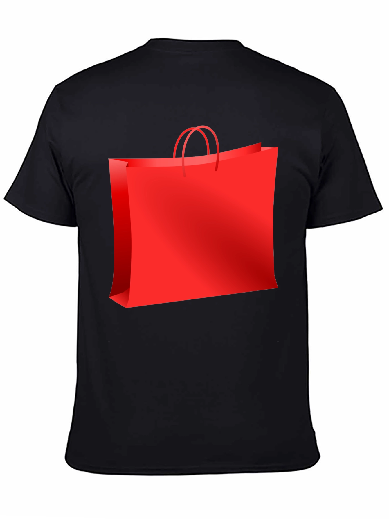 Black Red Shopping Bag Graphic Tee - Black Casual T-Shirt view 4