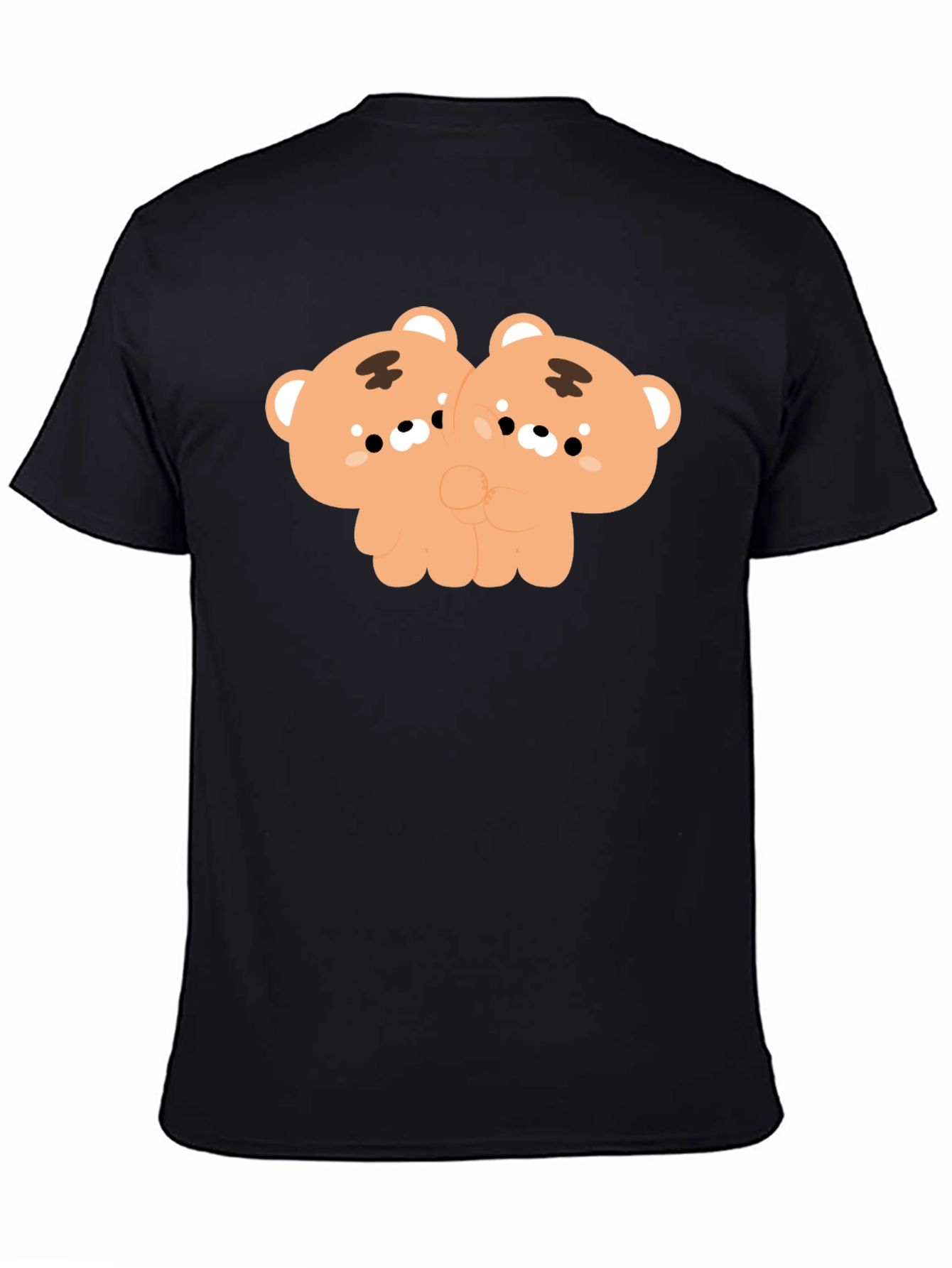 Black Cute Bears Black T-Shirt - Unique Kawaii Design view 4