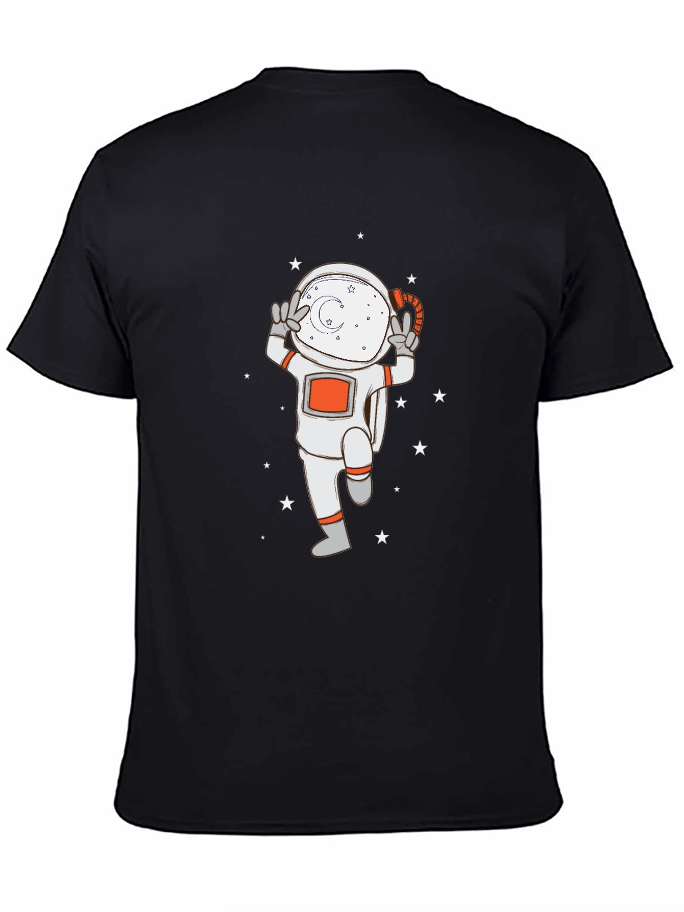 Black Astronaut Graphic Tee - Black Cotton T-Shirt view 4