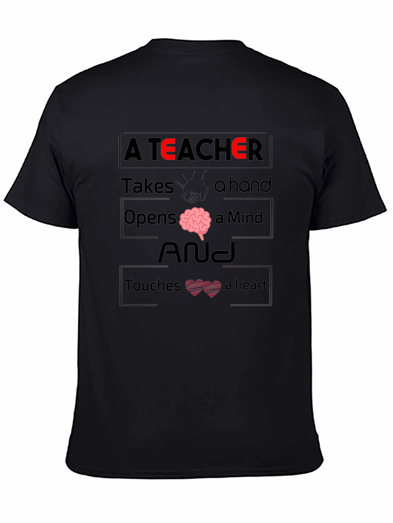 Black A Teacher Graphic Print T-Shirt view 4