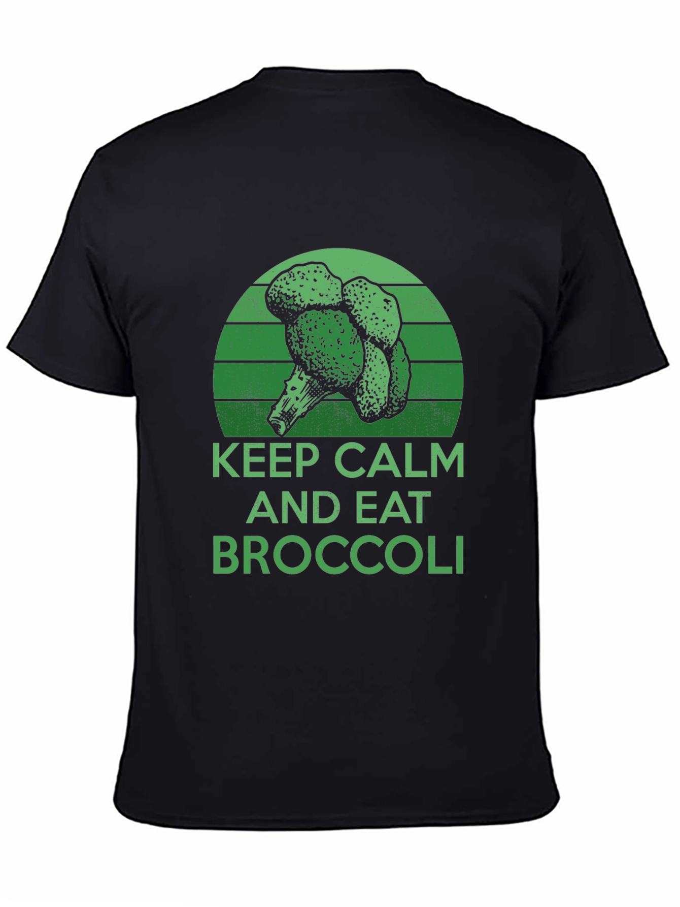 Black Keep Calm and Eat Broccoli T-Shirt view 4