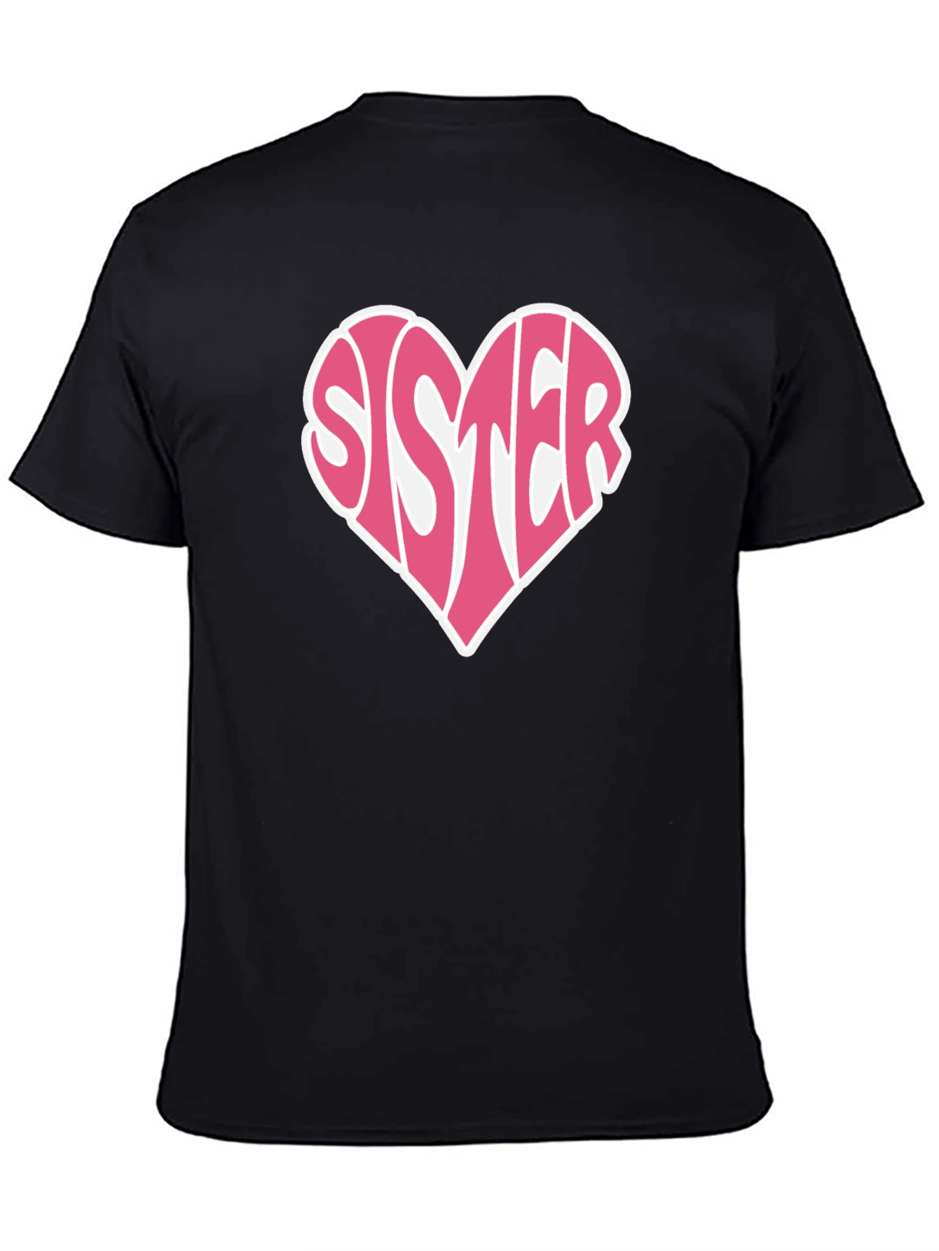 Black Sister Heart Graphic Tee - Soft Cotton Black T-Shirt view 4