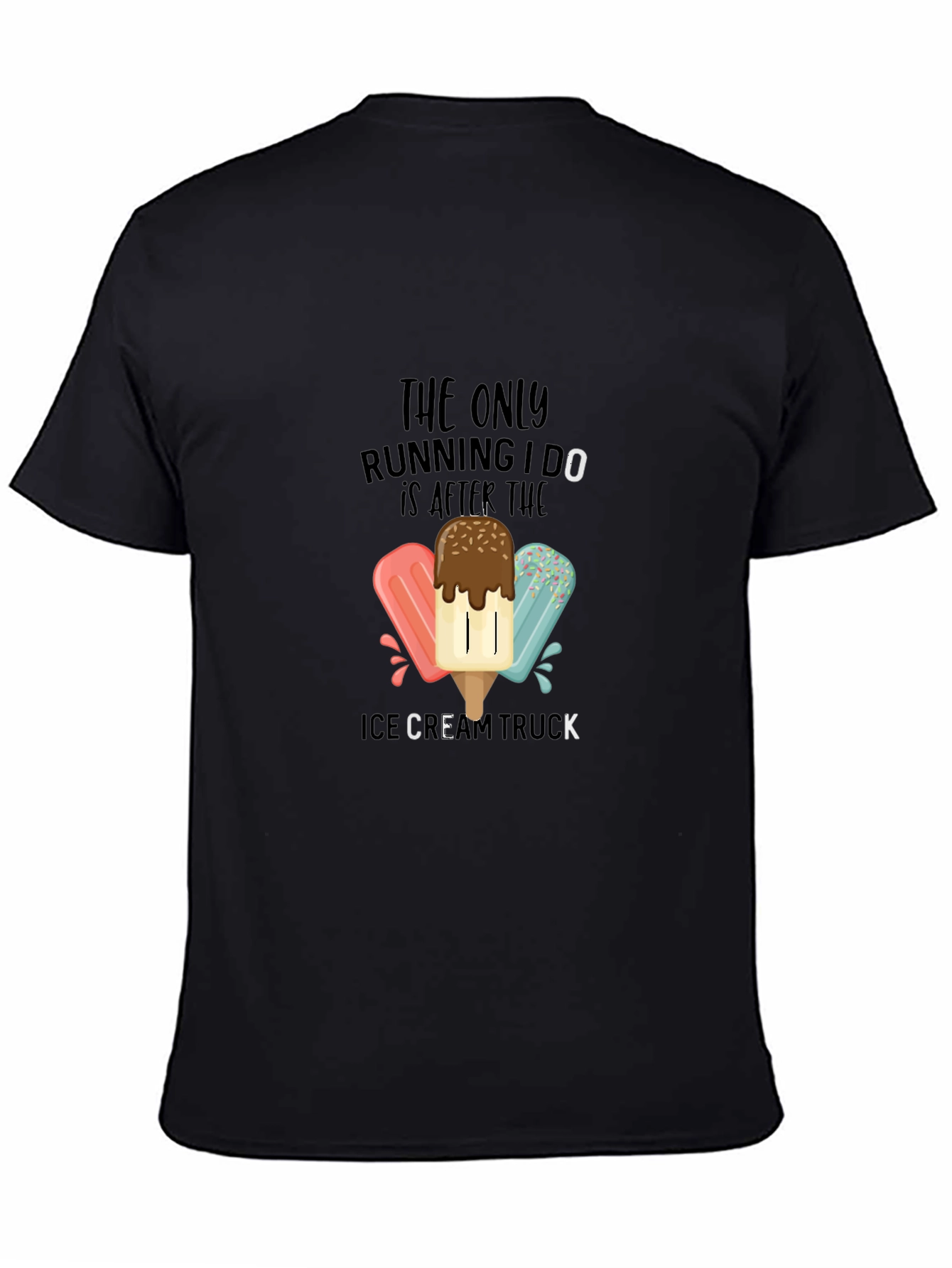Black Ice Cream Truck T-Shirt - Funny Running Tee view 4