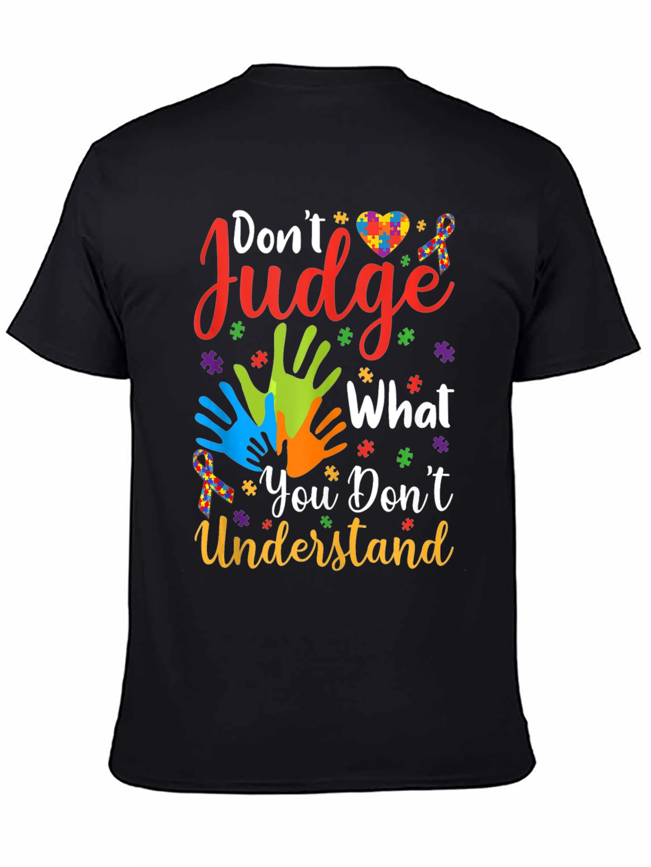Black Autism Awareness Graphic Tee - Don't Judge view 4