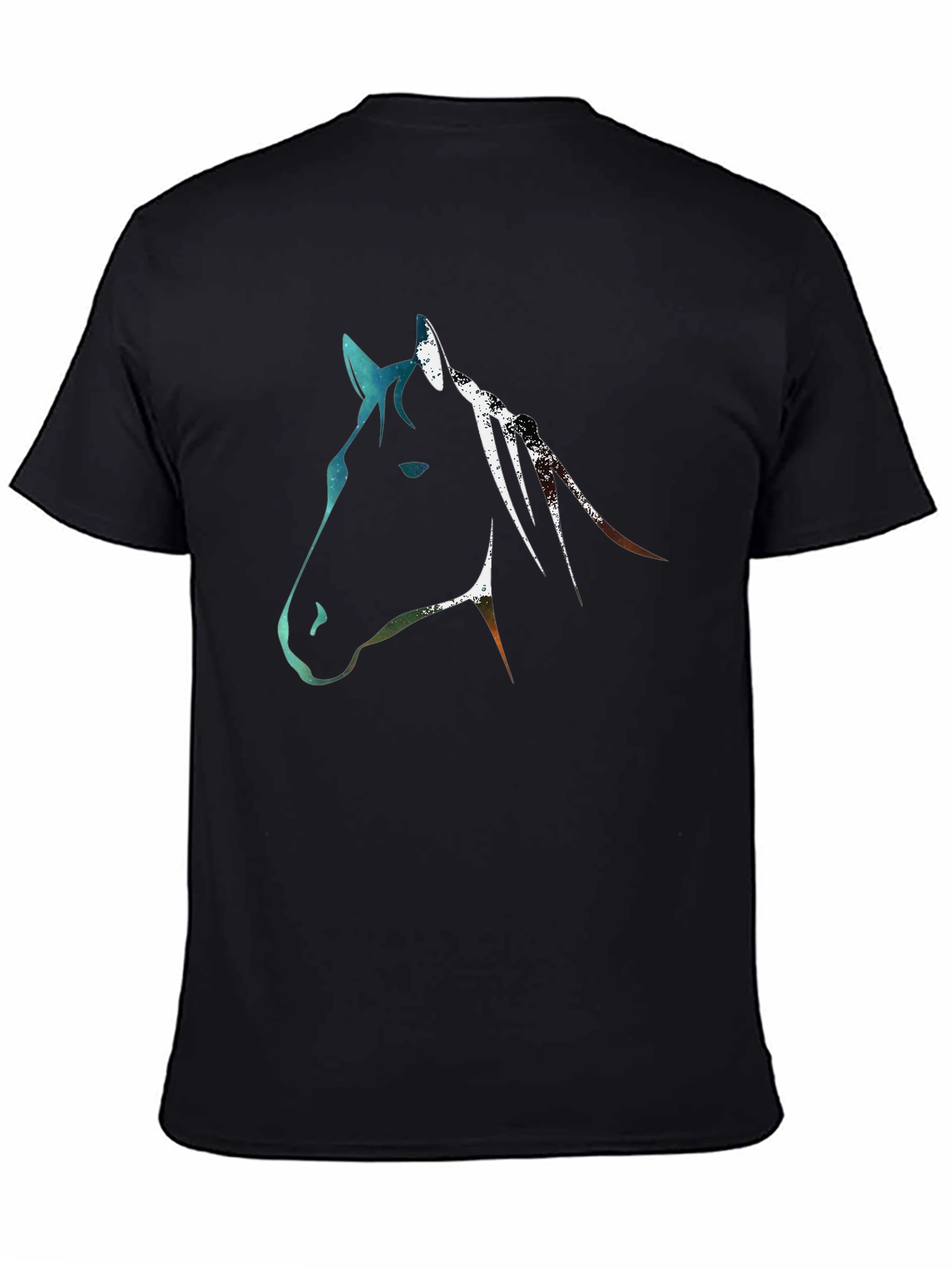 Black Abstract Horse Graphic Tee - Black view 4