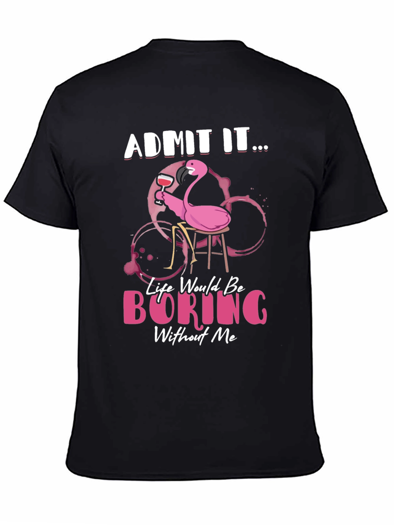 Black Funny Flamingo Graphic T-Shirt - Admit It... view 4