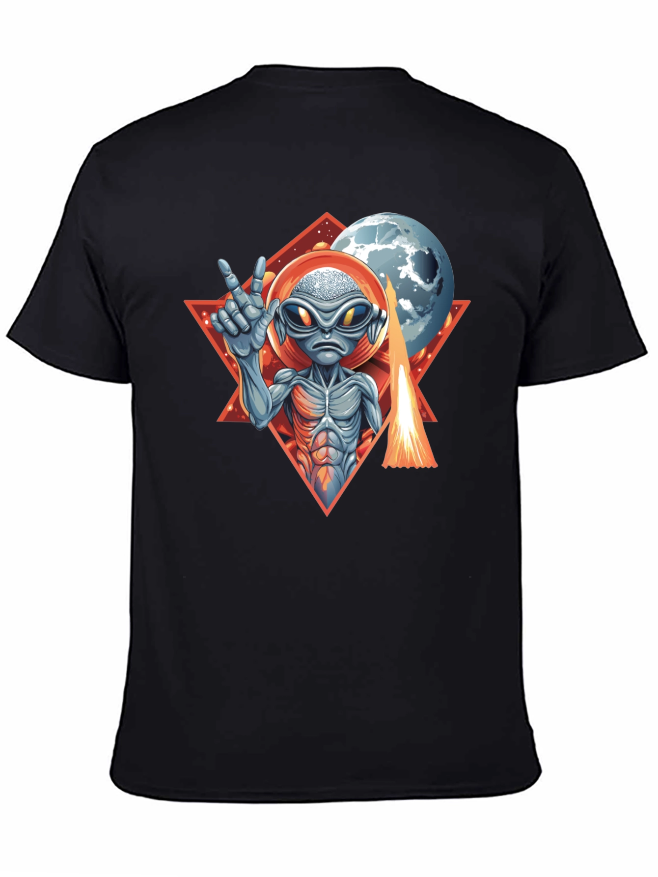 Black Alien Peace Sign T-Shirt - Out of This World Style! view 4