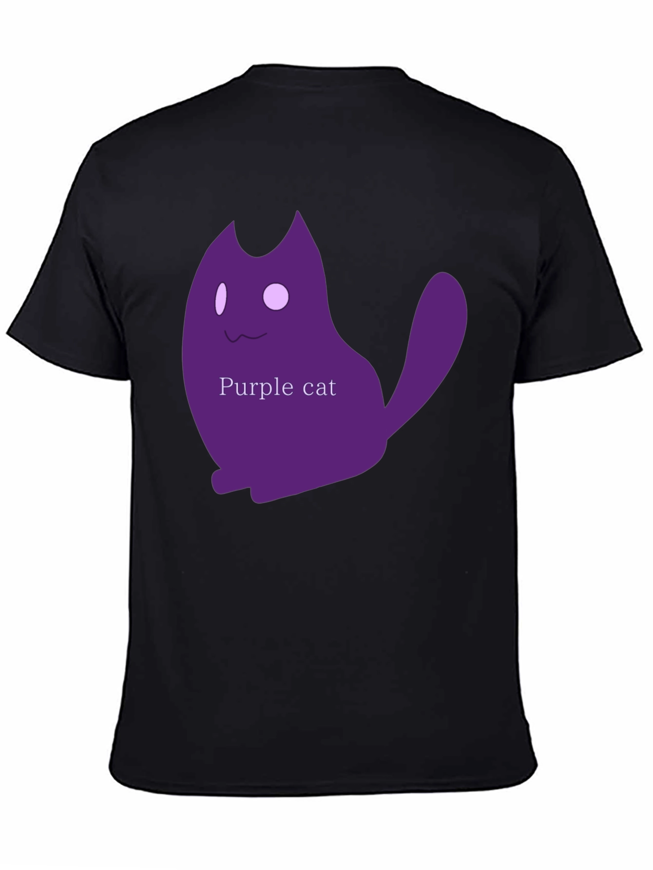 Black Black T-Shirt with Purple Cat Graphic view 4