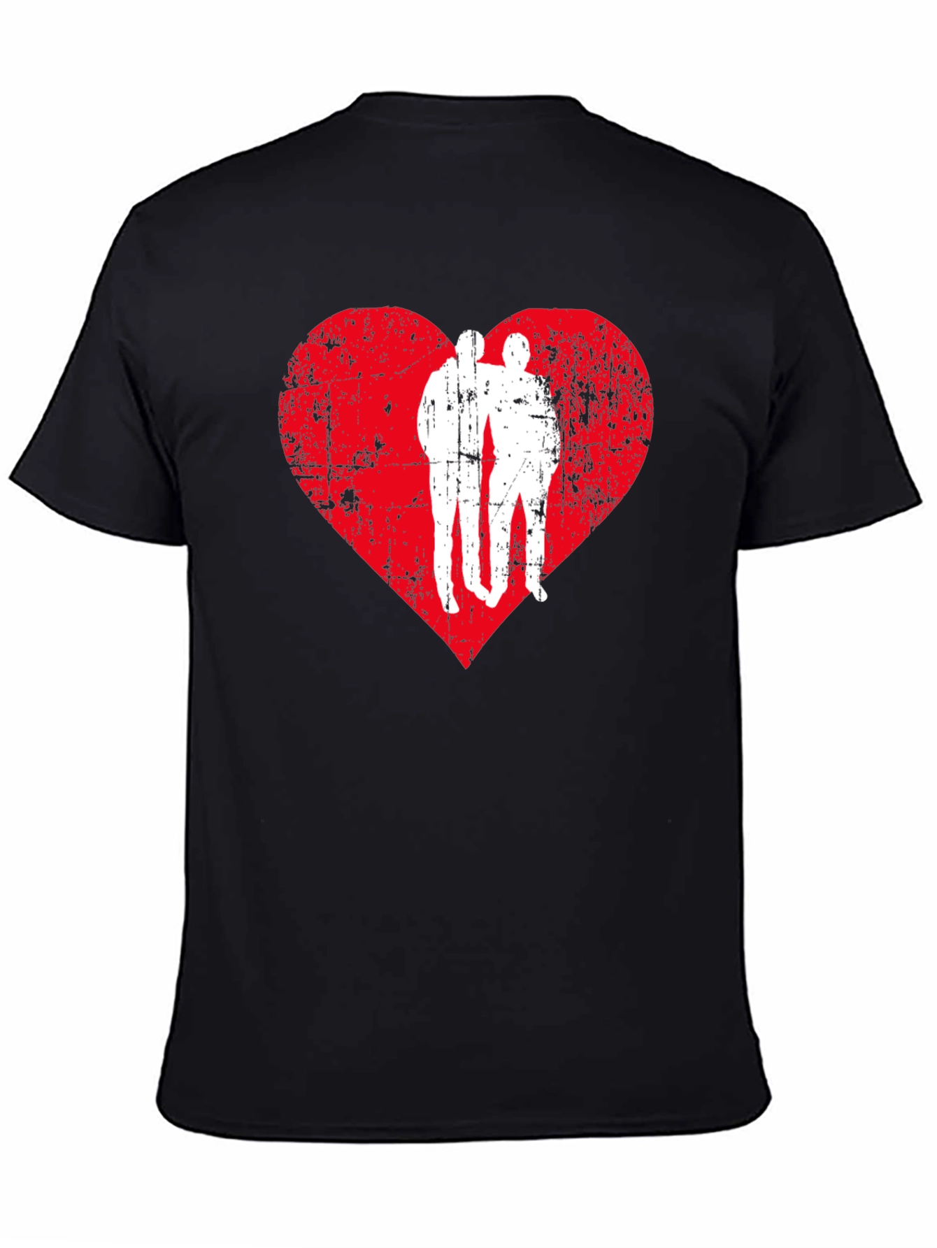 Black Distressed Heart Friends Graphic Tee - Black view 4