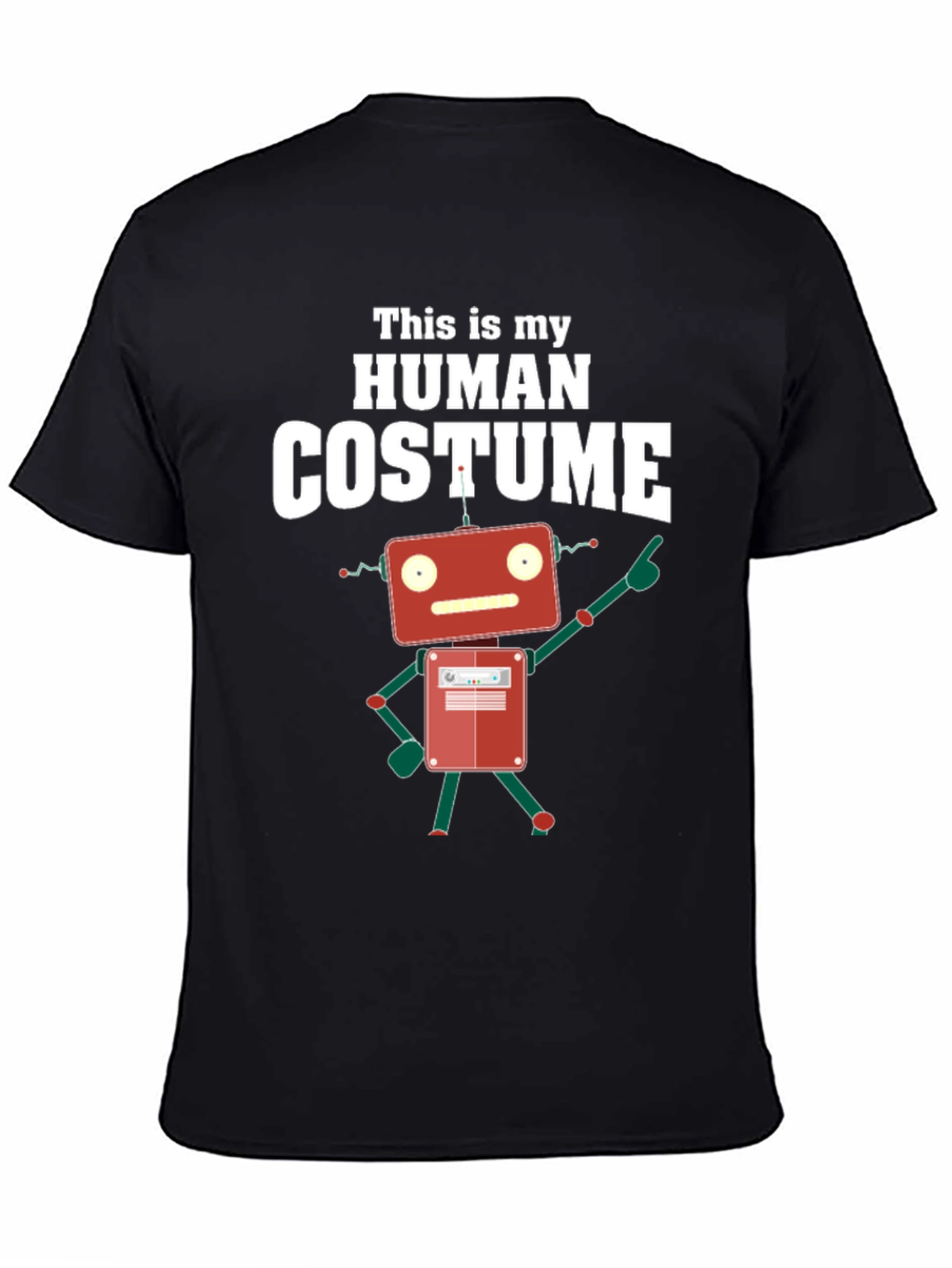 Black Human Costume Robot Graphic T-Shirt view 4
