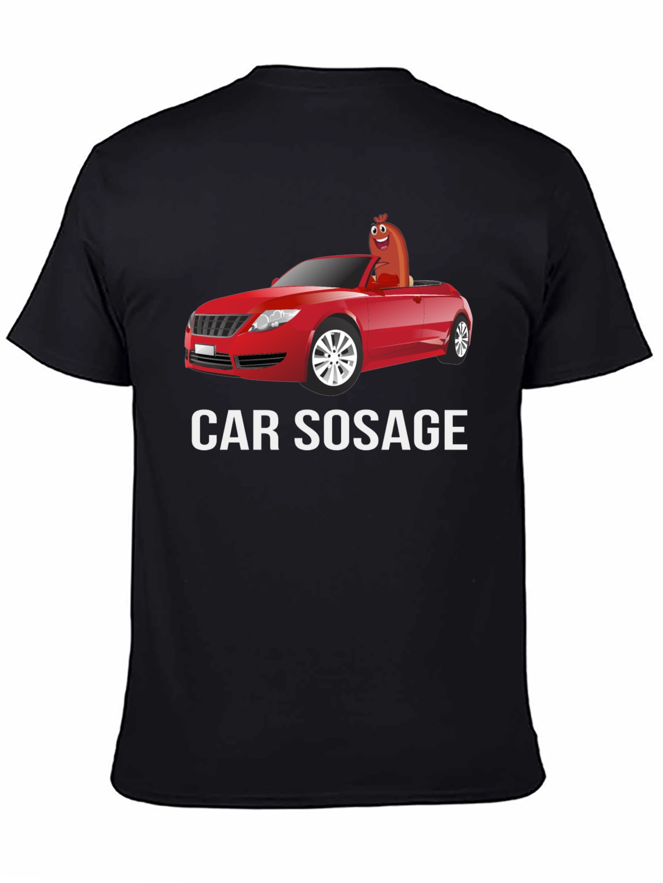 Black Car Sausage Graphic T-Shirt - Unisex Cotton Tee view 4
