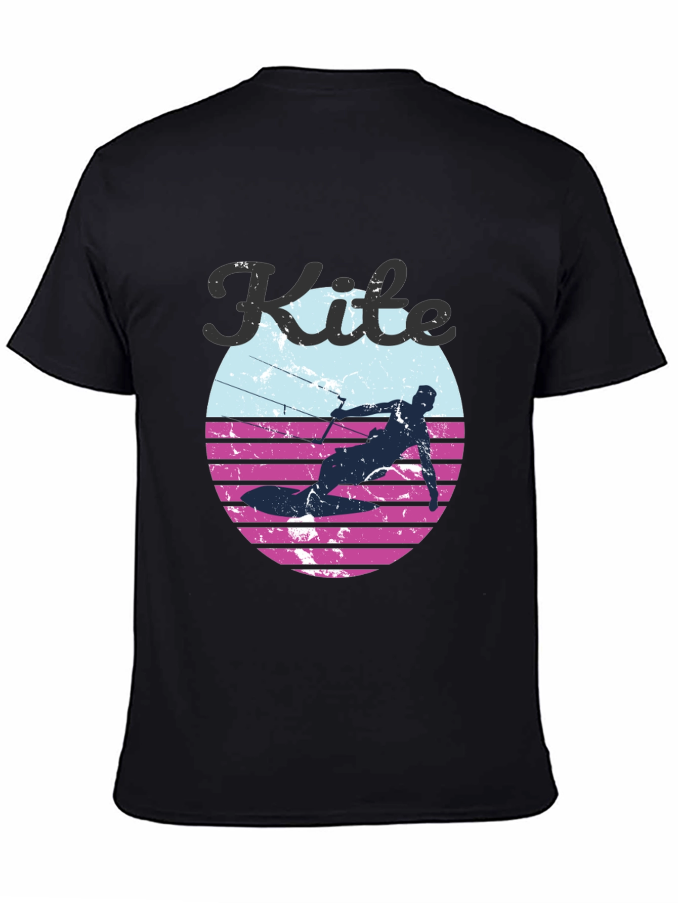 Black Kite Surfing T-Shirt - Retro Style Design view 4